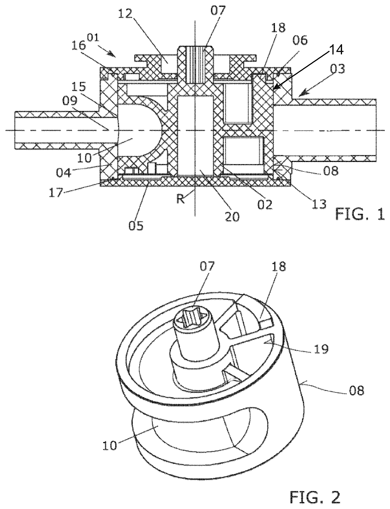 Patent US12338914 Figure 1 – Rotary slide valve for regulating a flow of fluid, and method for producing a rotary slide valve