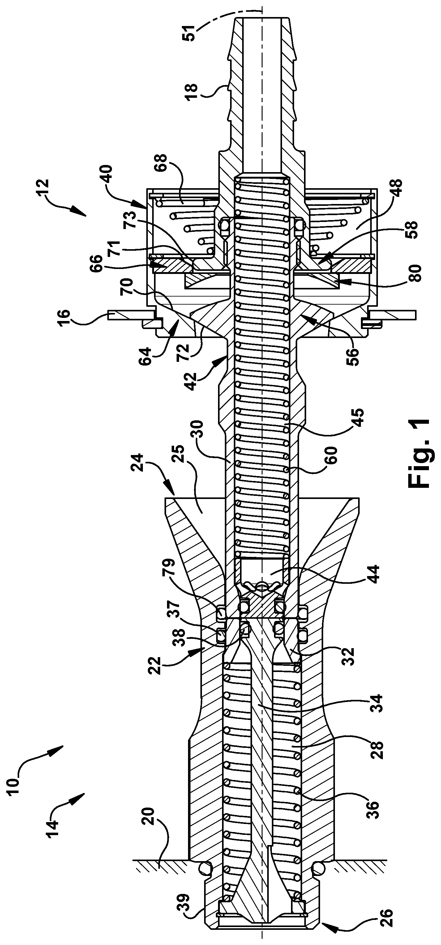Patent US12338922 Figure 1 – Self-centering blind mate fluid coupling