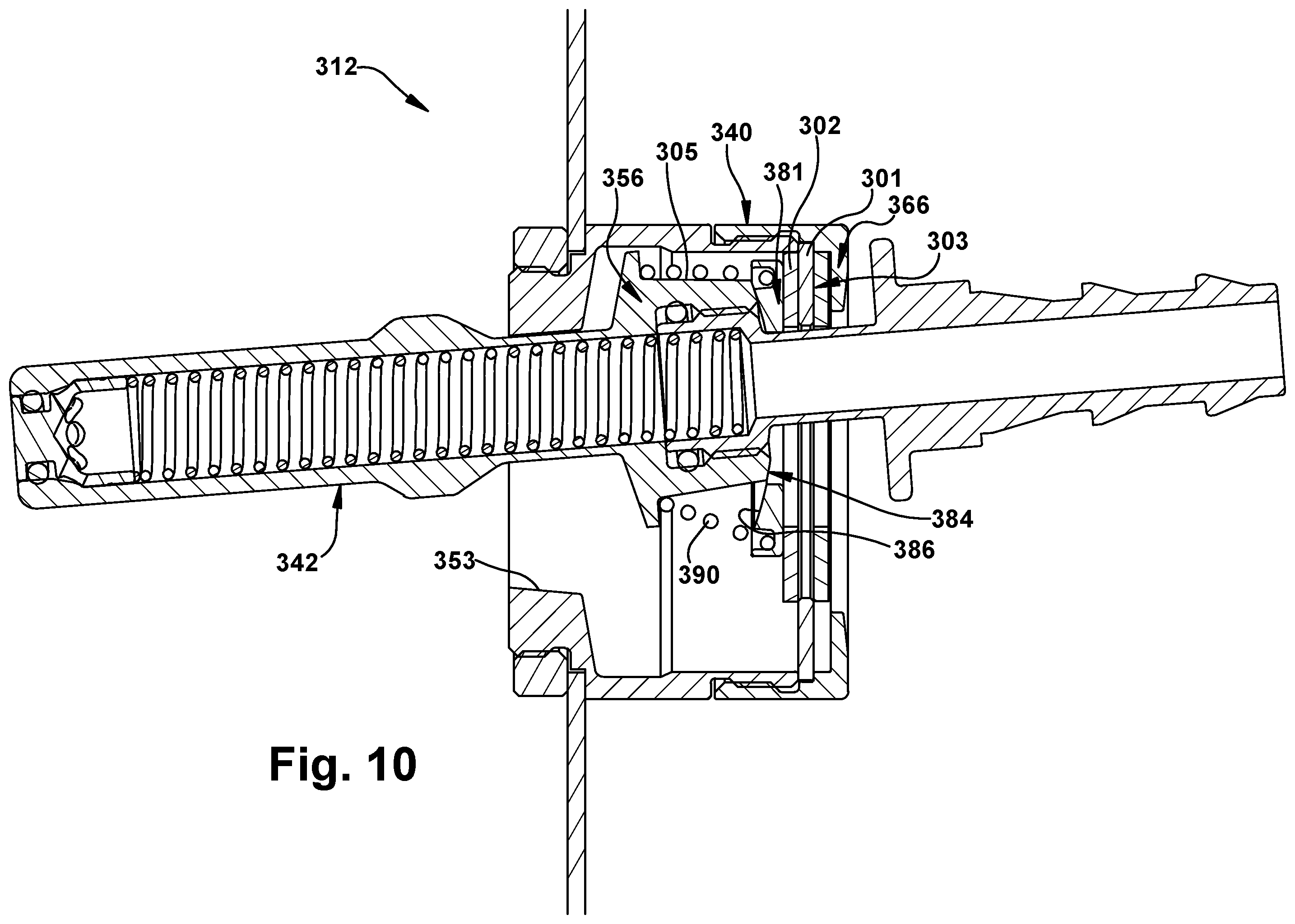 Patent US12338922 Figure 10 – Self-centering blind mate fluid coupling