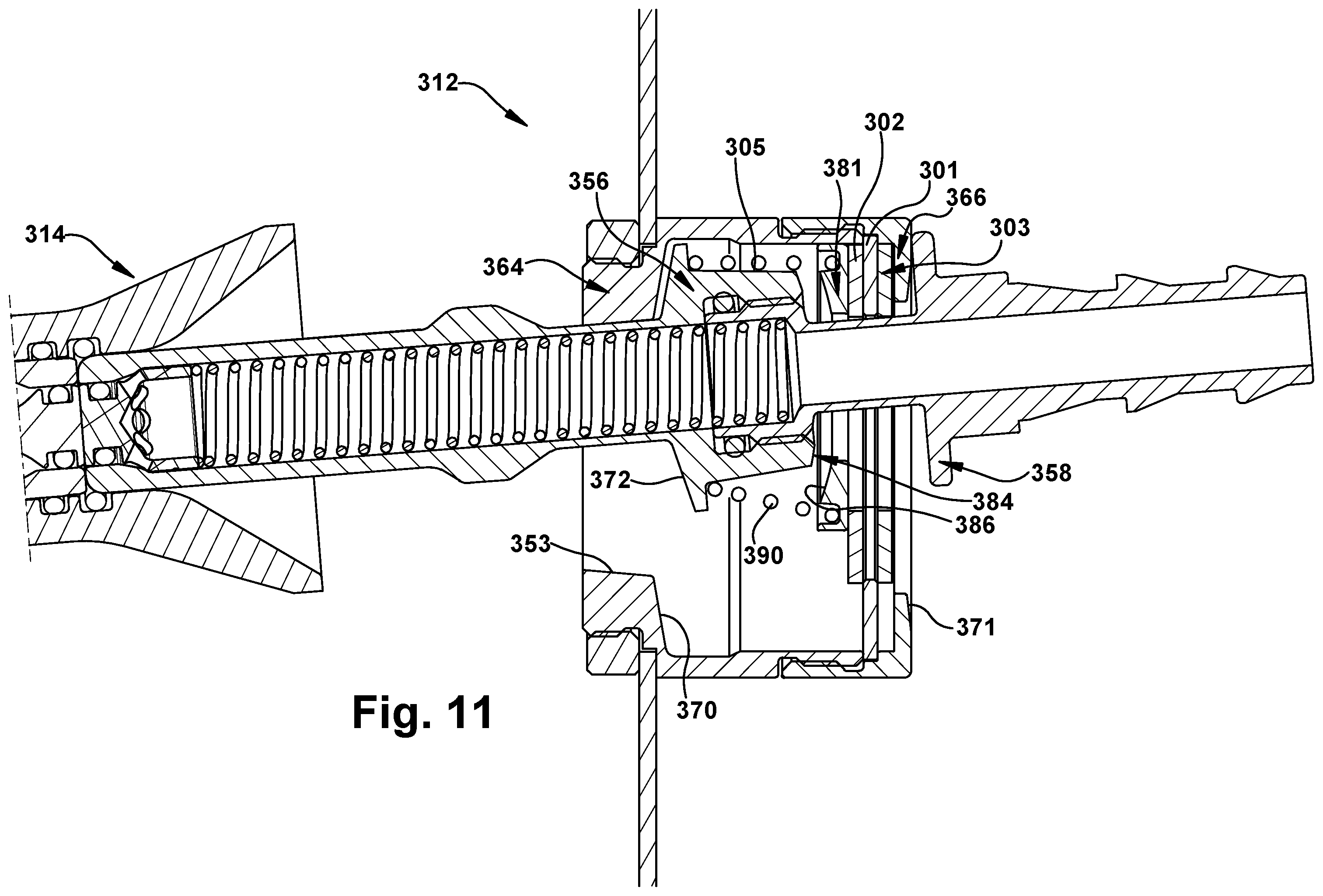 Patent US12338922 Figure 11 – Self-centering blind mate fluid coupling