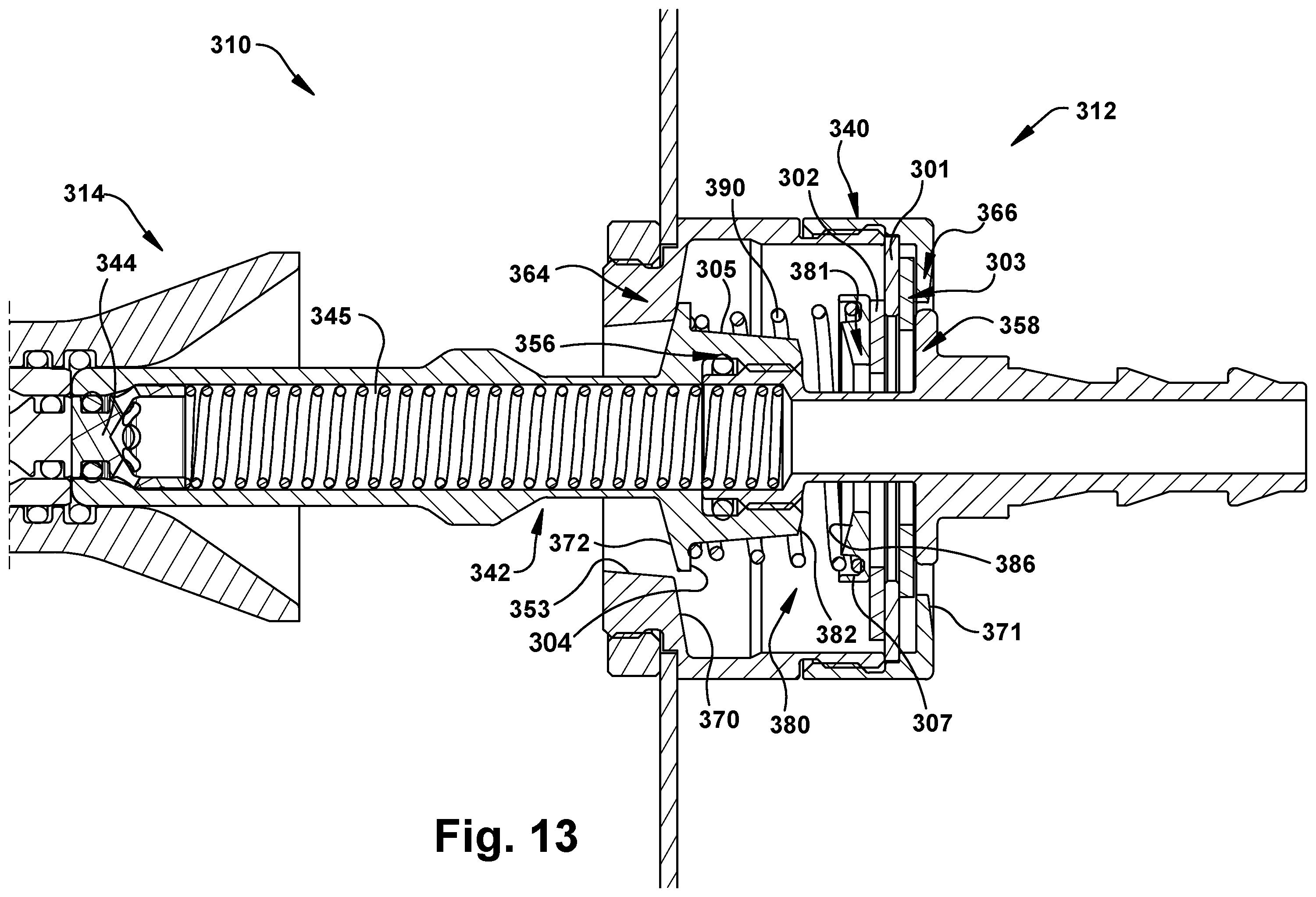 Patent US12338922 Figure 13 – Self-centering blind mate fluid coupling