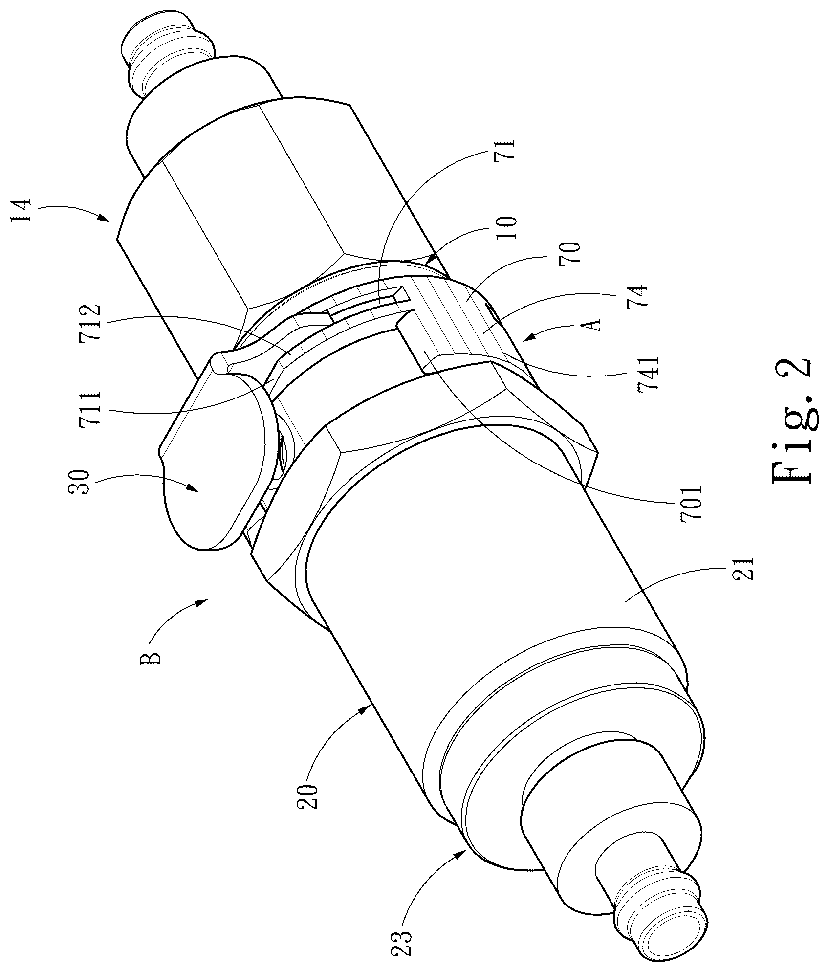 Patent US12338927 Figure 2 – Quick-release connector switch device