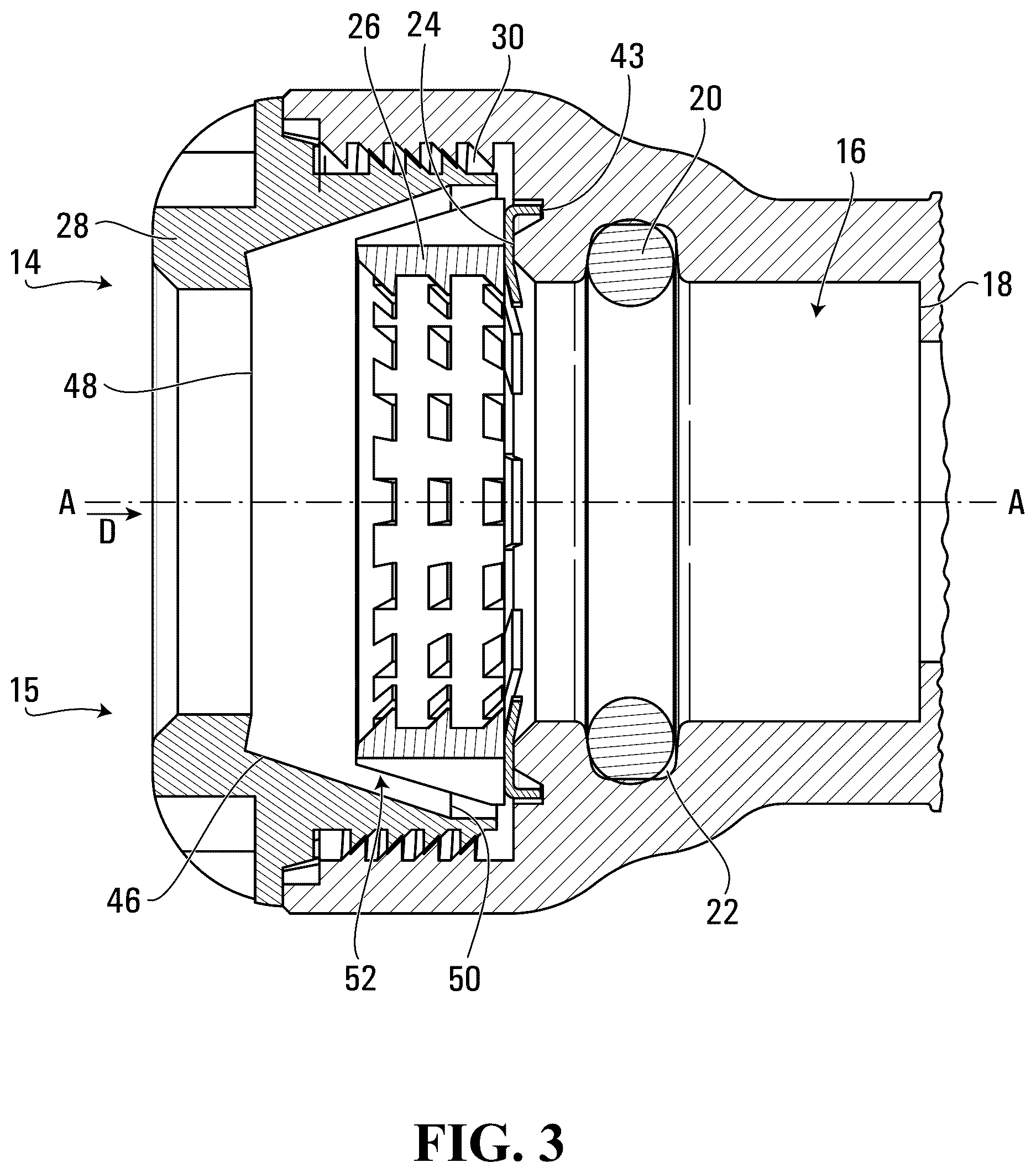 Patent US12338929 Figure 3 – Push fitting for metallic pipe