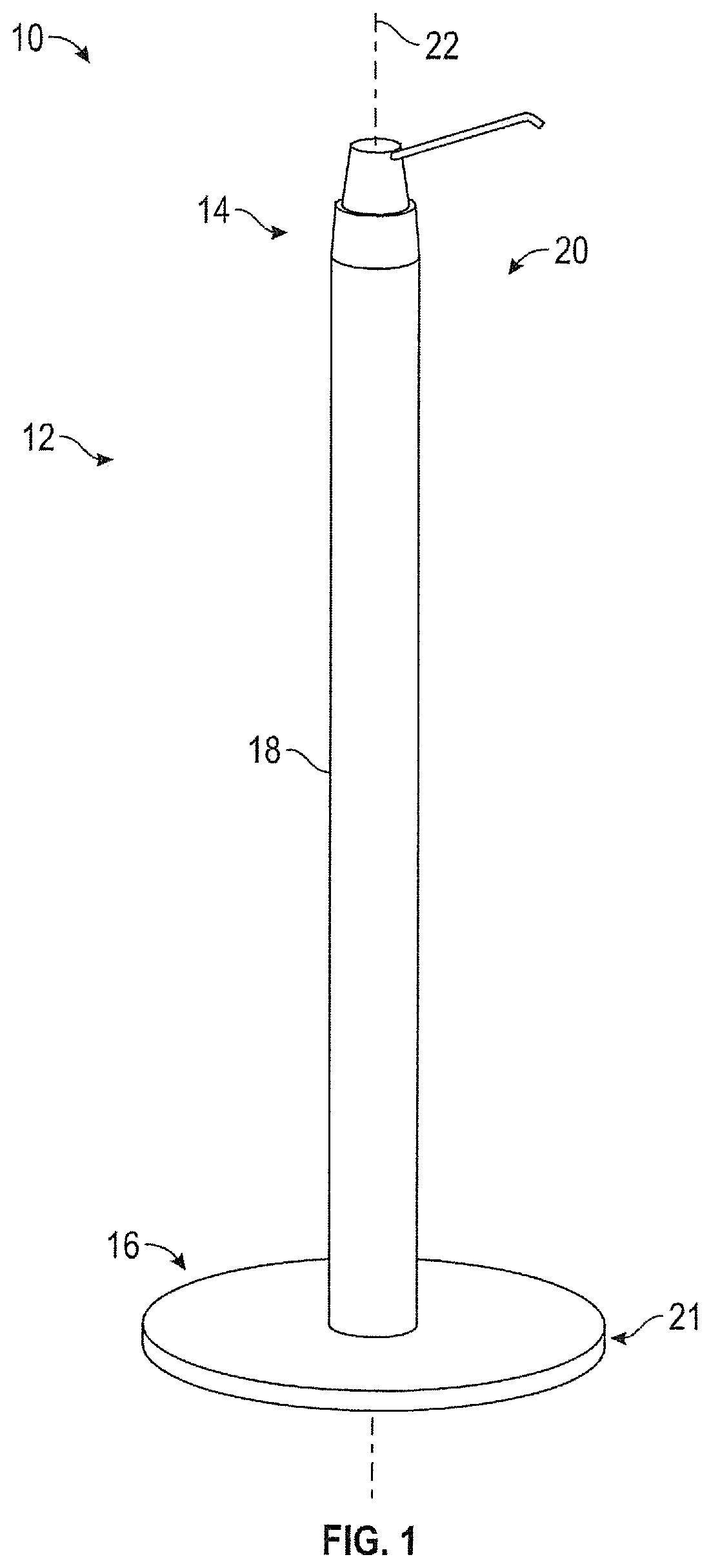 Patent US12338945 Figure 1 – Free standing stand