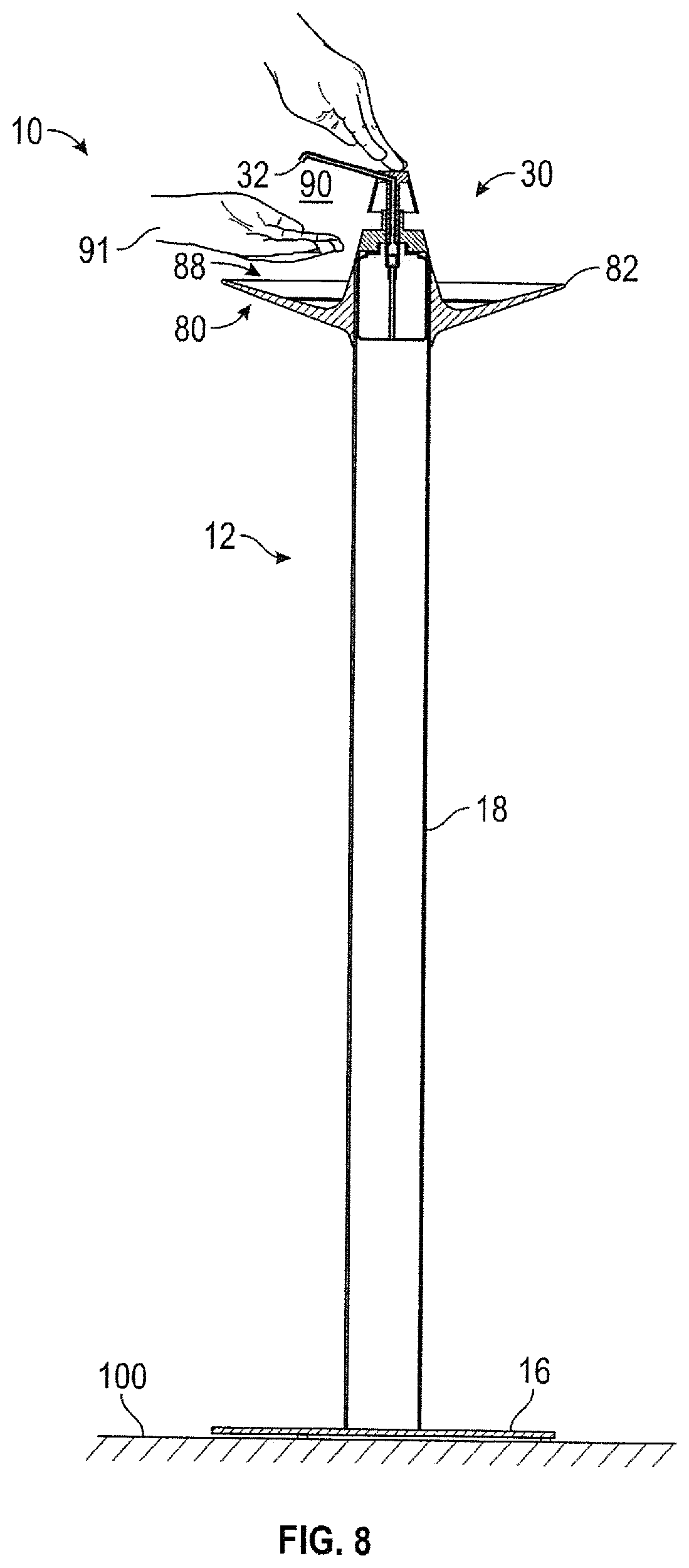 Patent US12338945 Figure 8 – Free standing stand