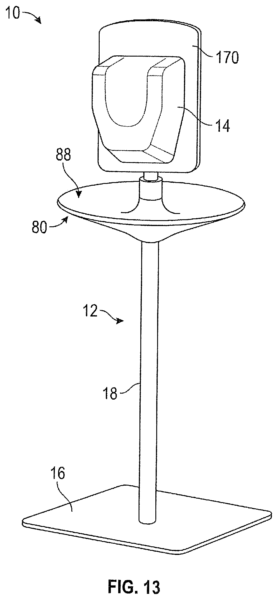 Patent US12338945 Figure 13 – Free standing stand