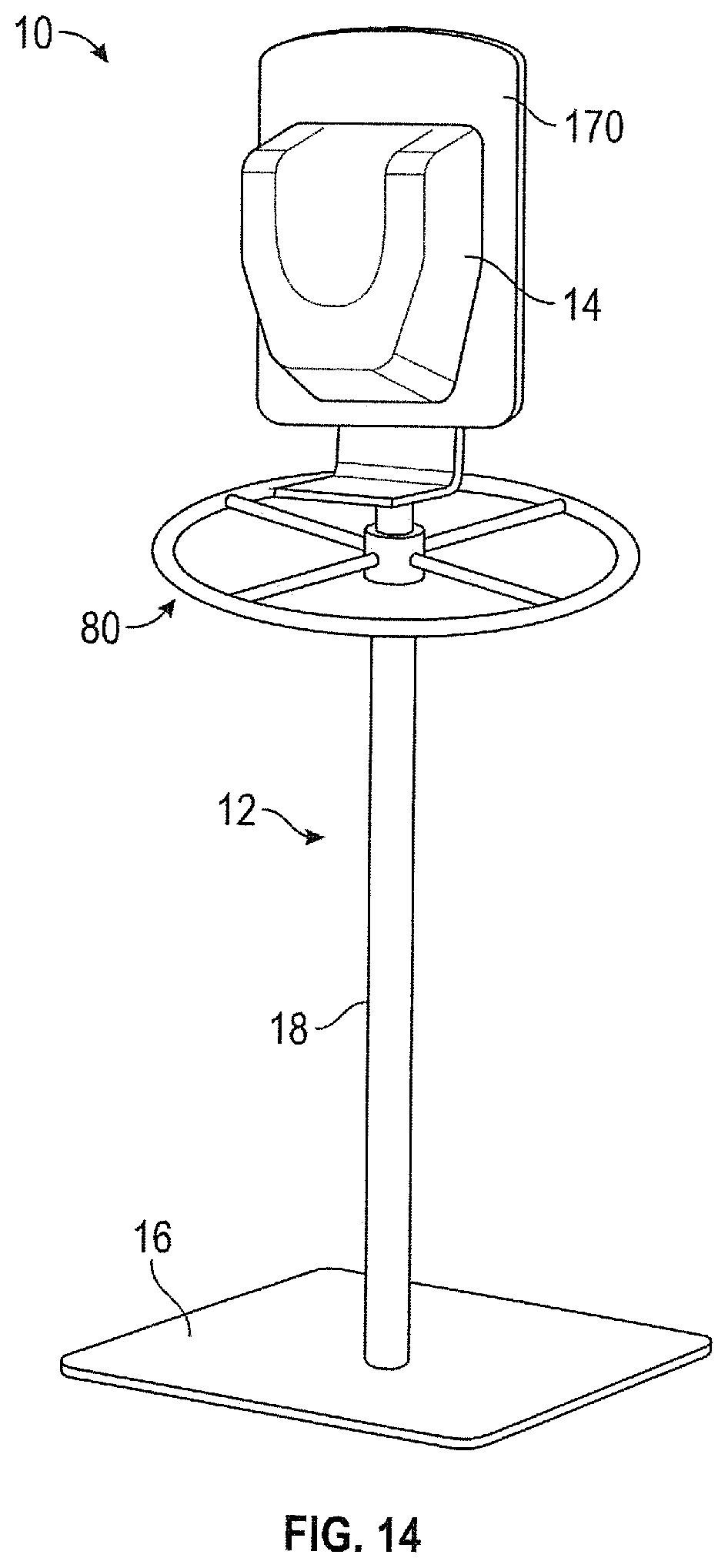 Patent US12338945 Figure 14 – Free standing stand