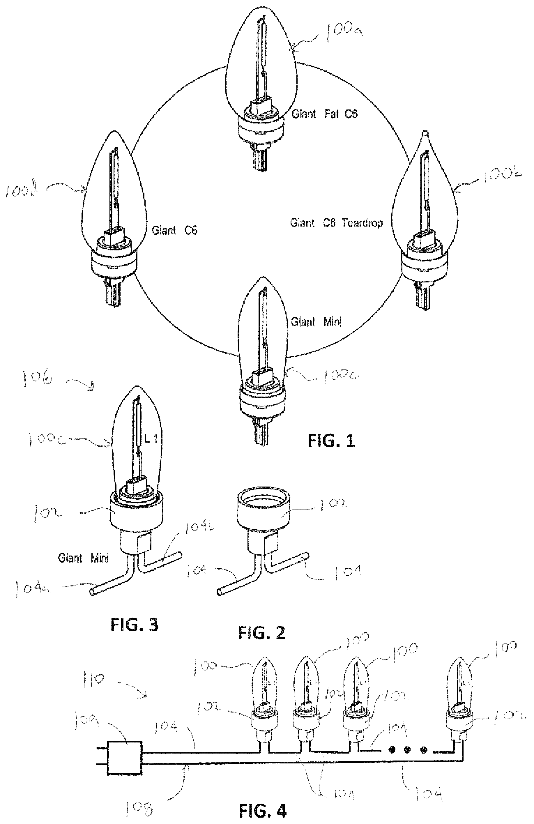 Patent US12338959 — Decorative lighting strings and bulbs with light-emitting diodes — Figure 1