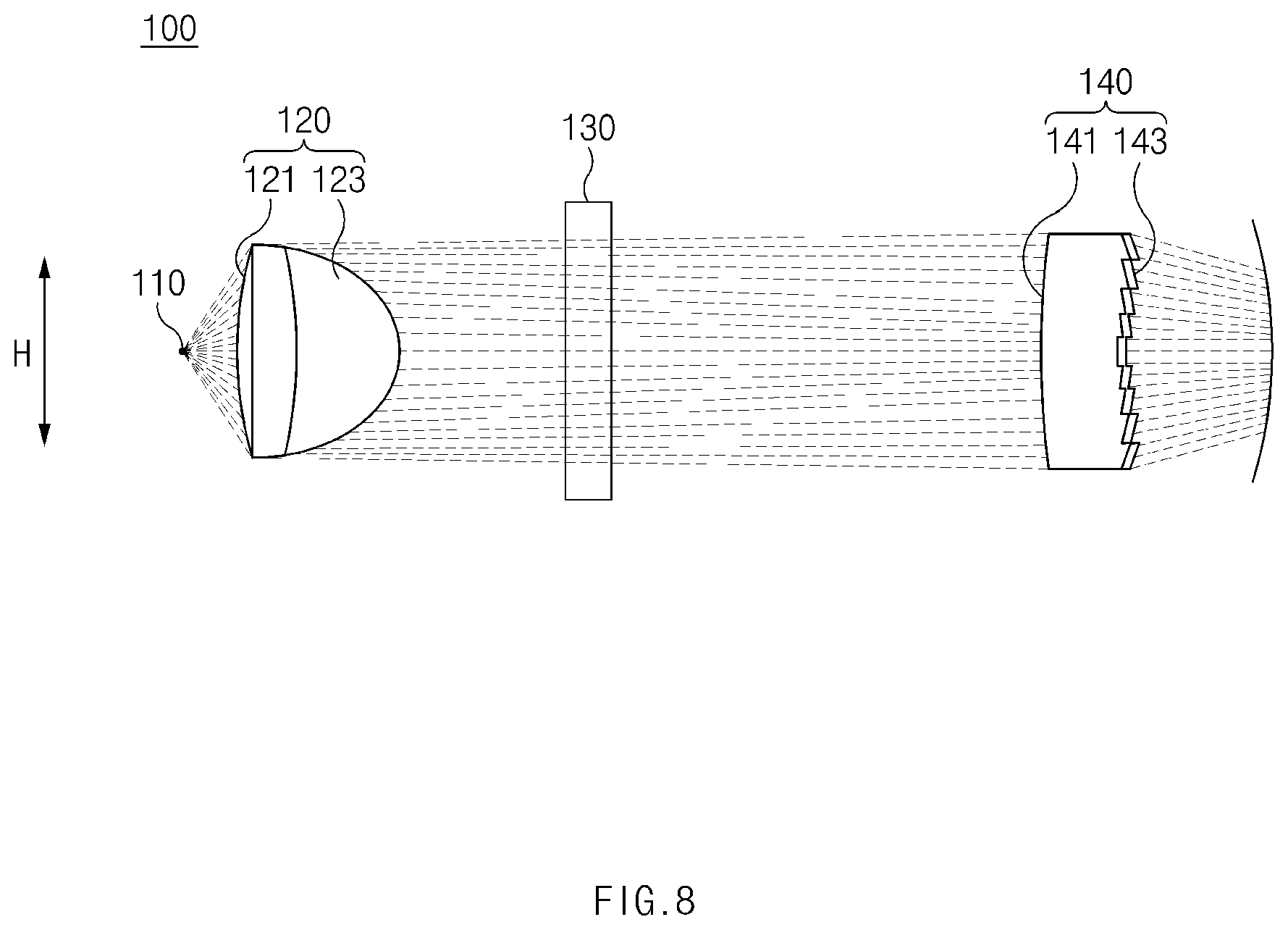 Patent US12338964 Figure 8 – Lamp for vehicle