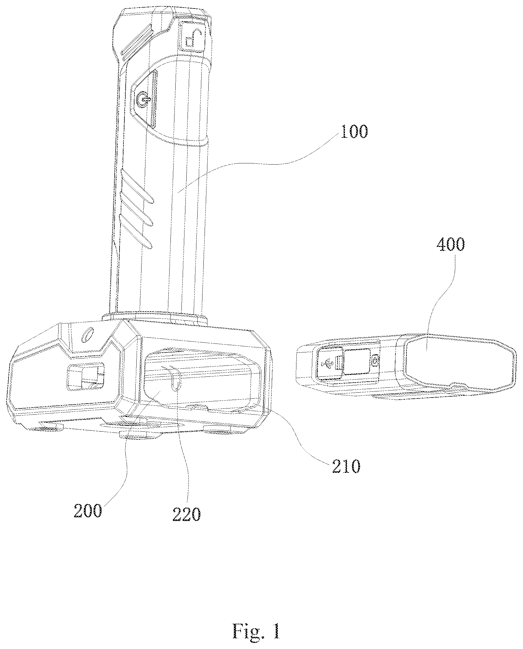 Patent US12338980 Figure 1 – Tool lamp with mobile power source