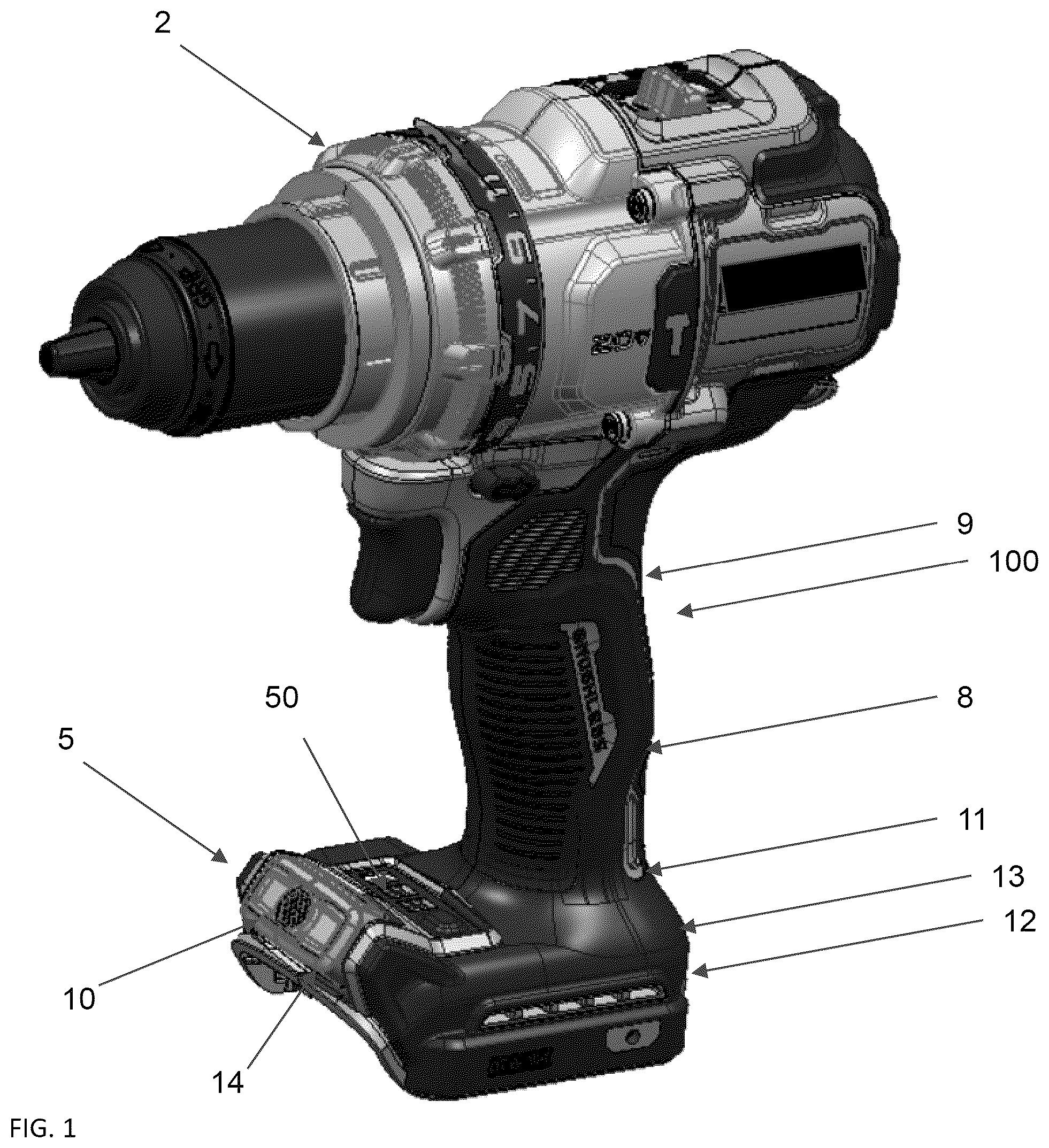 Patent US12338989 Figure 1 – Light emitting assembly for a power tool