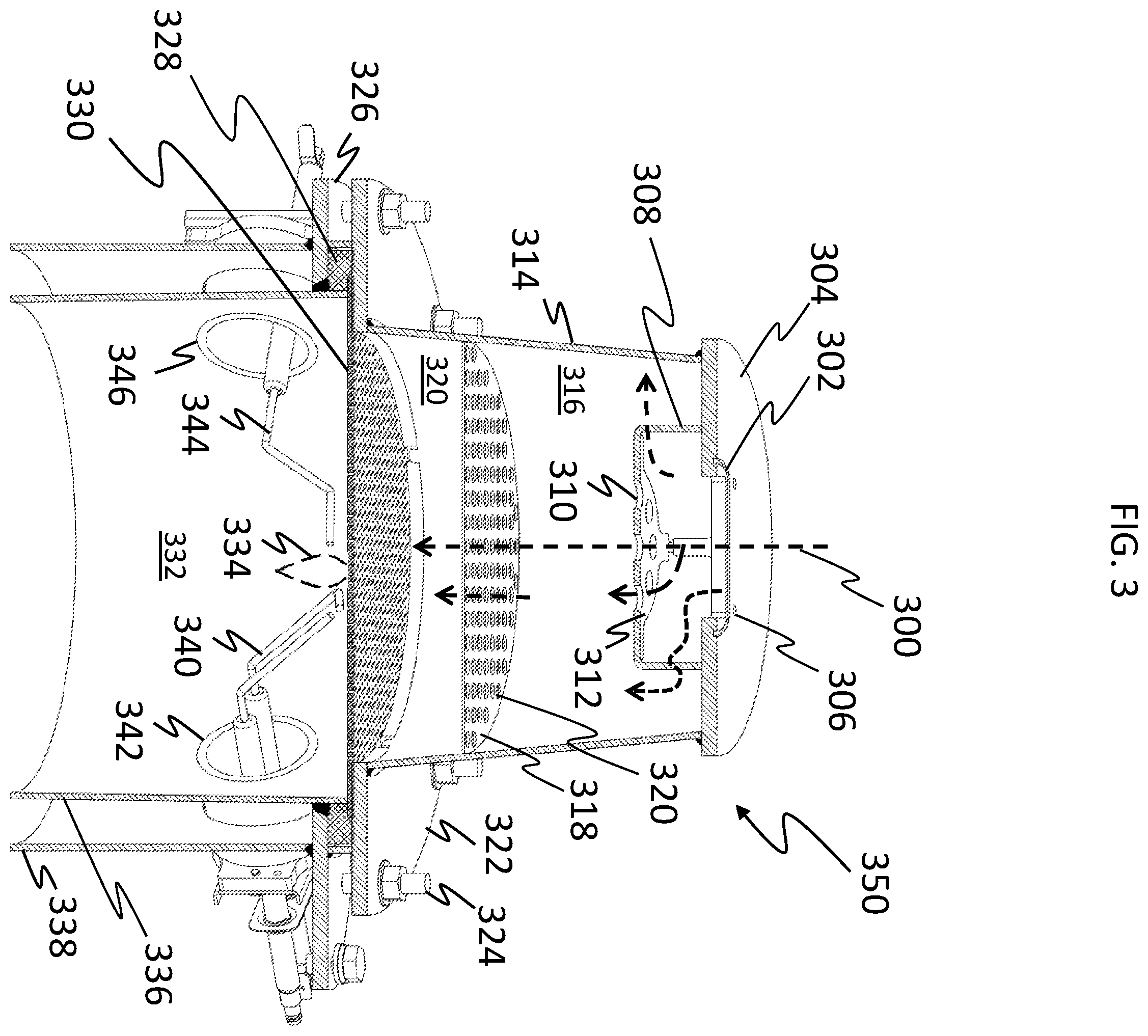 Patent US12338993 Figure 3 – Compact flat plate premix fuel combustion system, and fluid heating system and packaged burner system including the same