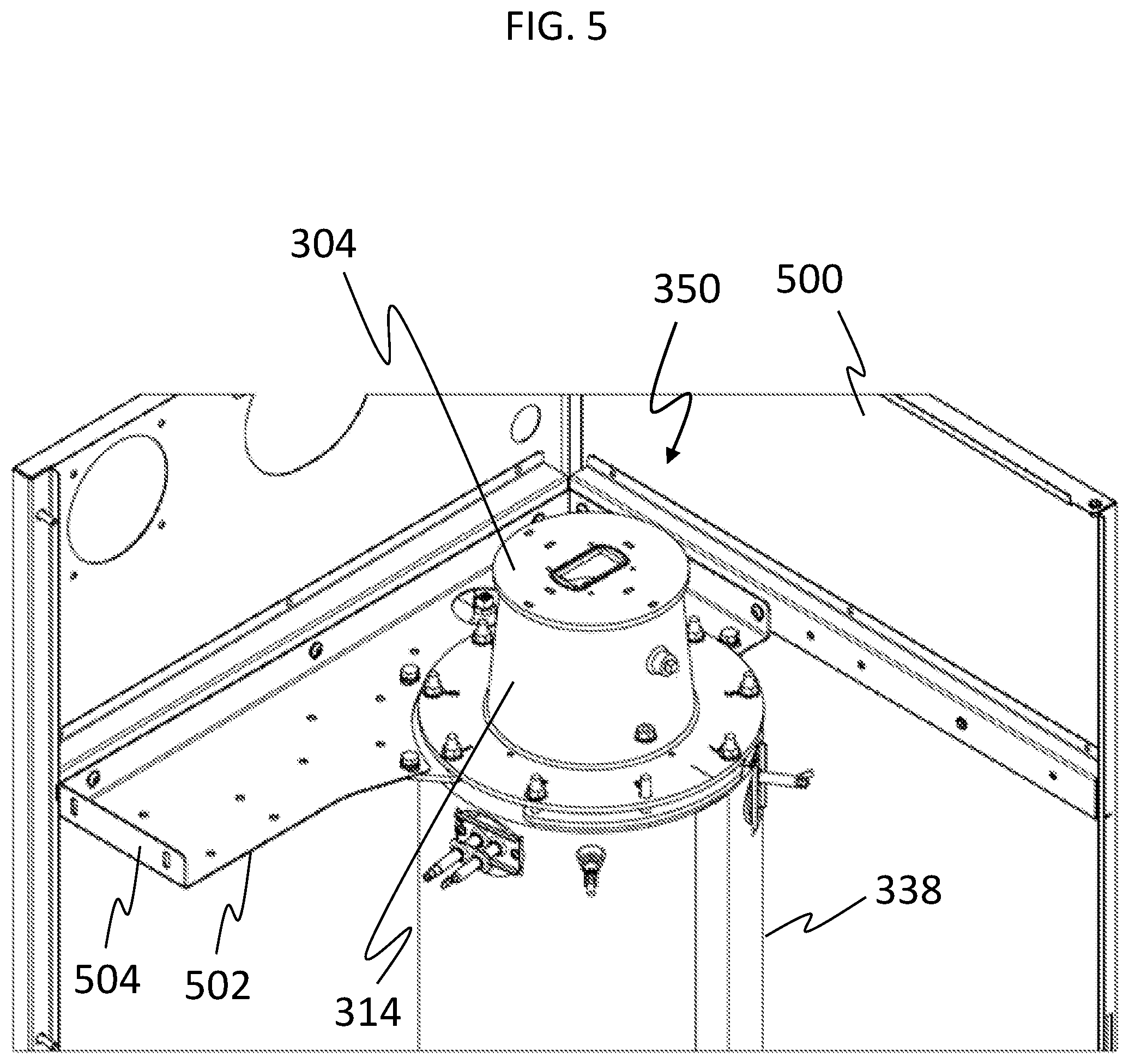 Patent US12338993 Figure 5 – Compact flat plate premix fuel combustion system, and fluid heating system and packaged burner system including the same