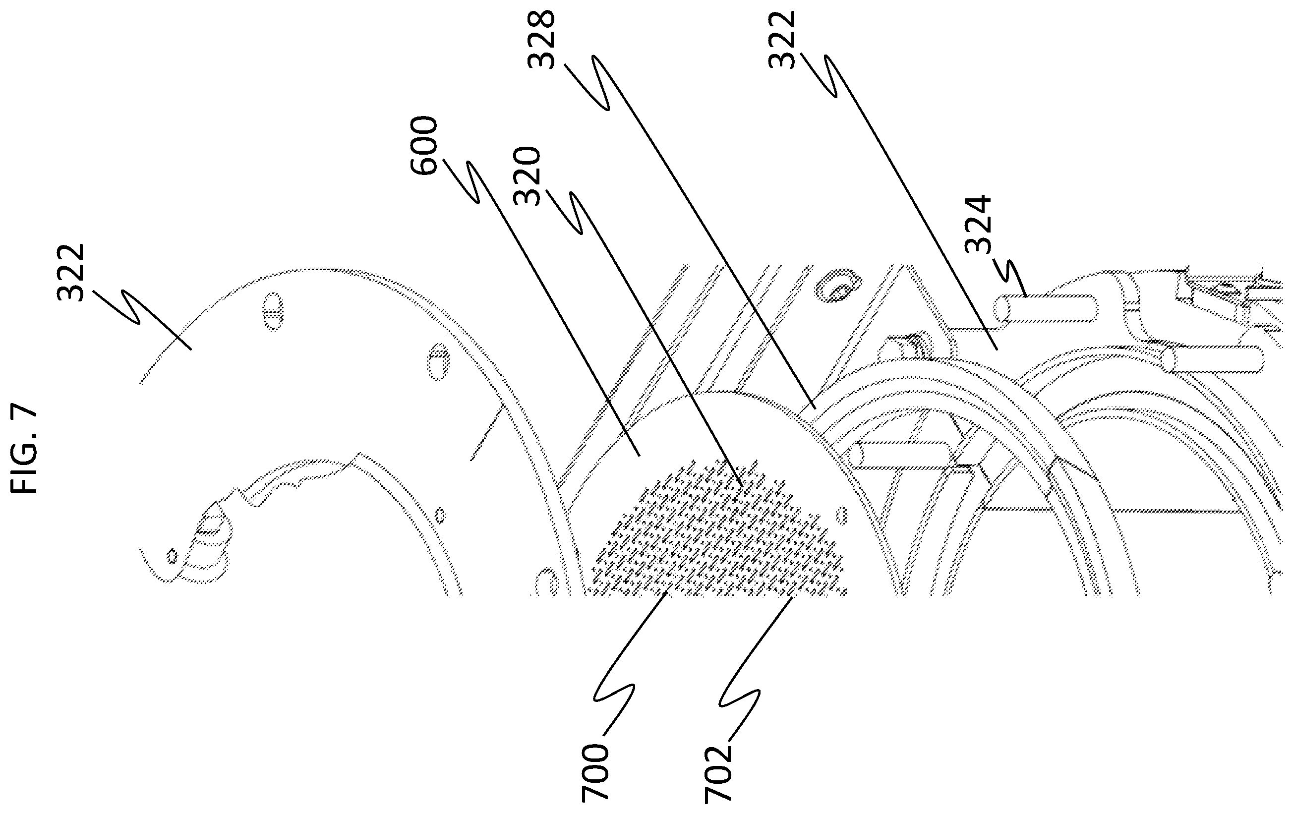 Patent US12338993 Figure 7 – Compact flat plate premix fuel combustion system, and fluid heating system and packaged burner system including the same