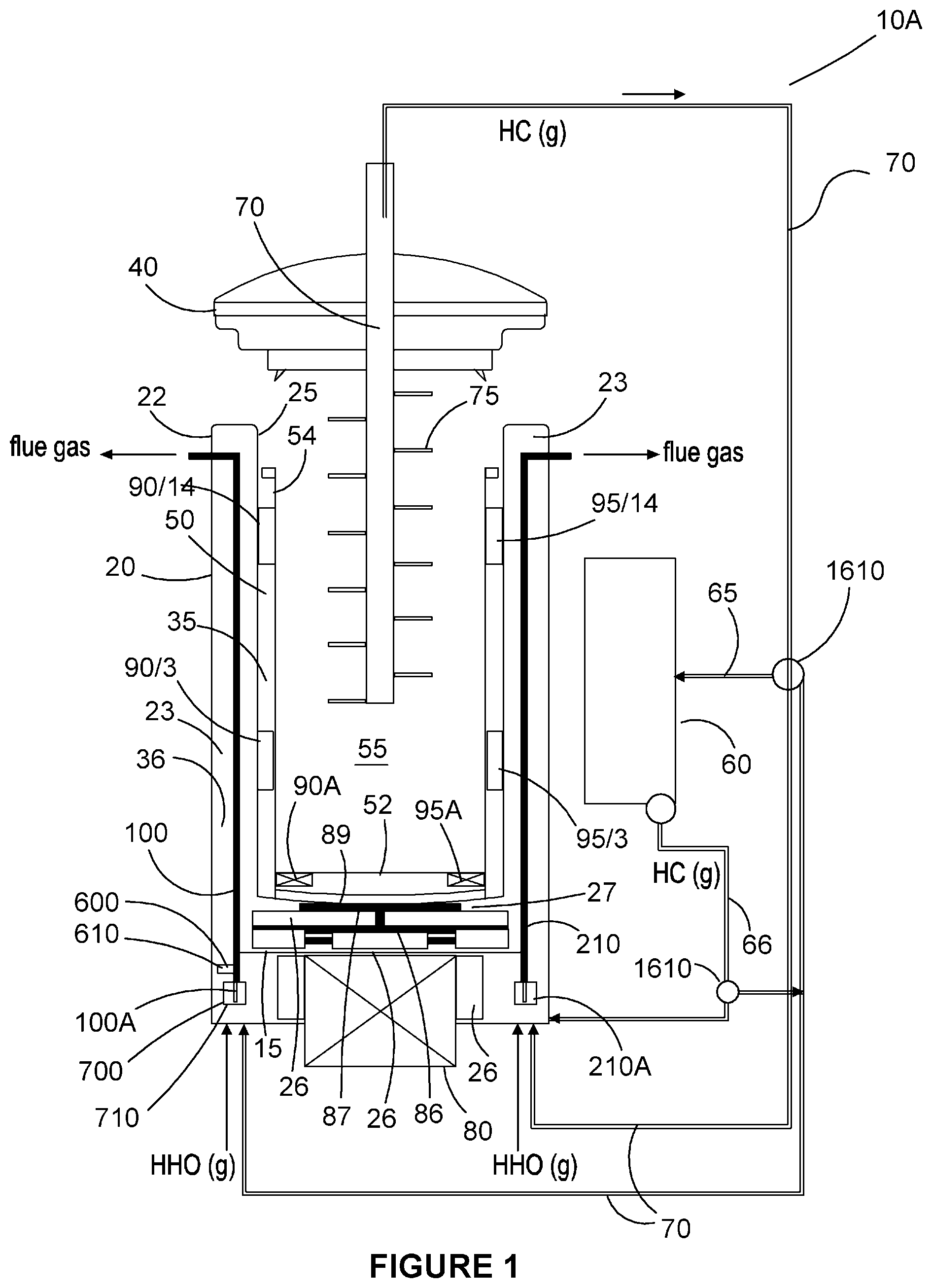 Patent US12338994 Figure 1 – Apparatus, system and method for pyrolysing and combusting a material
