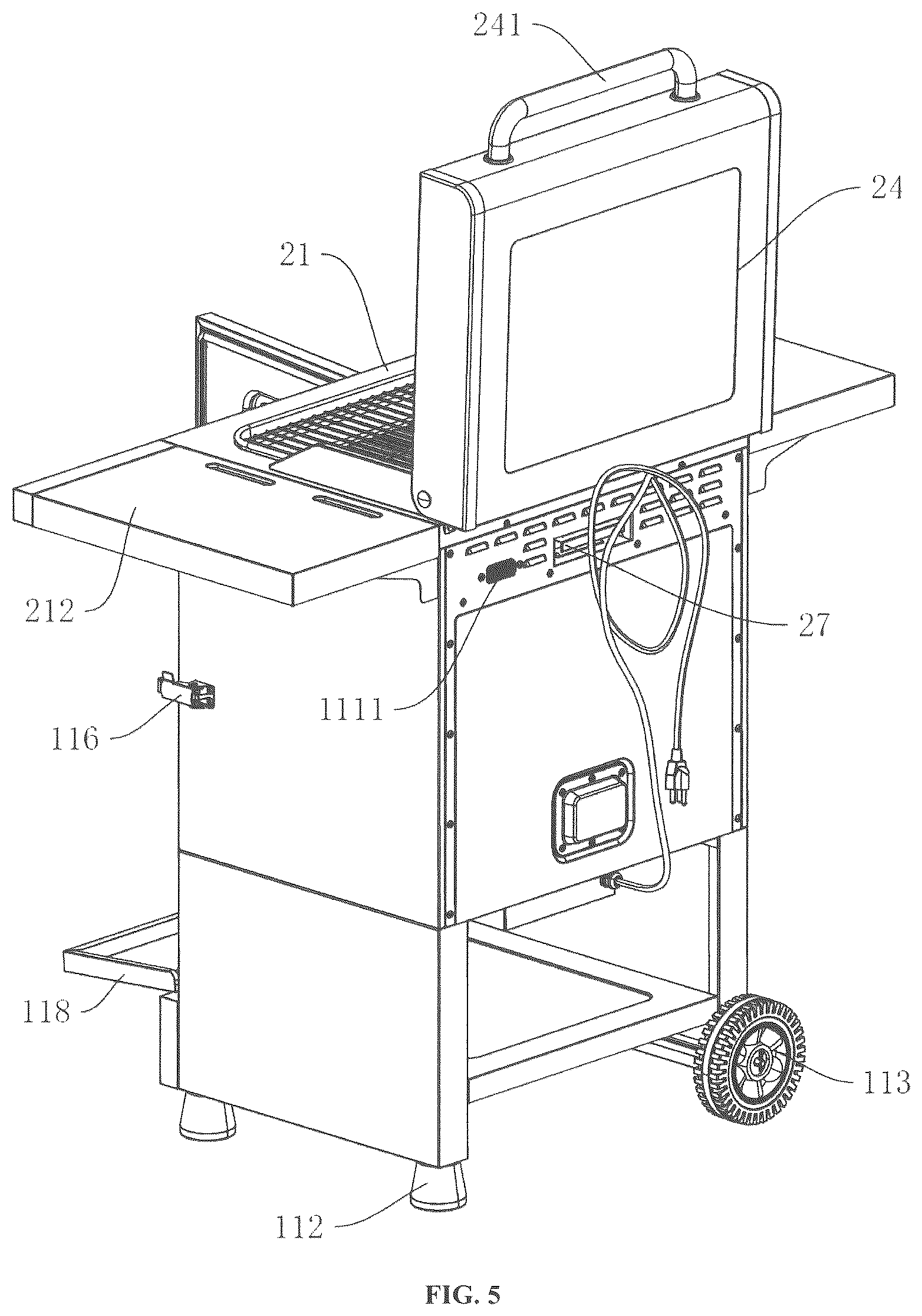 Patent US12339009 Figure 4 – Oven integrated with functions of frying, roasting and smoking