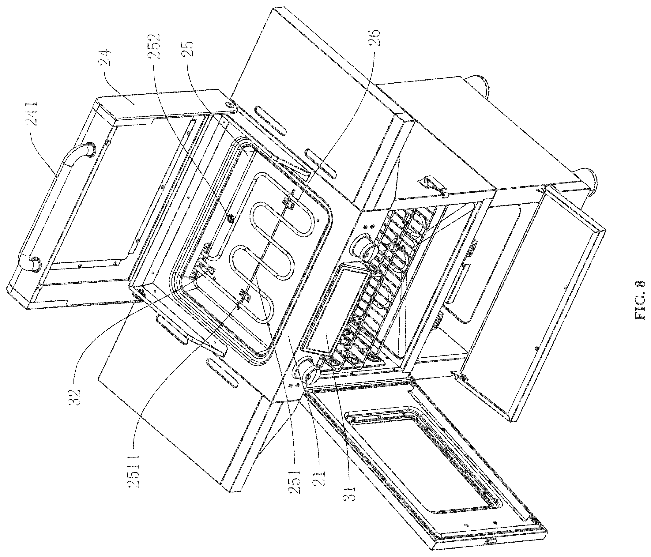 Patent US12339009 Figure 6 – Oven integrated with functions of frying, roasting and smoking