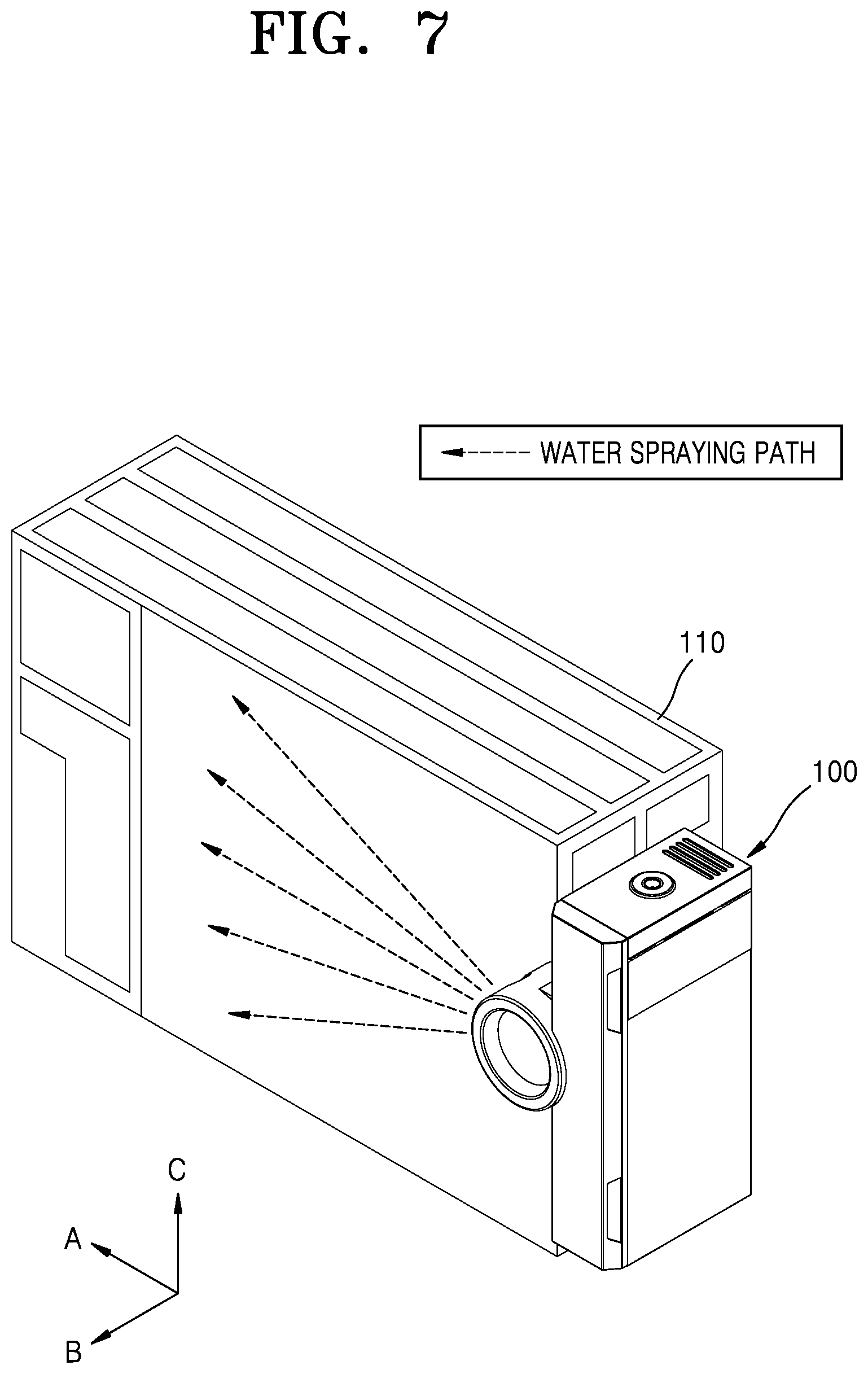 Patent US12339018 Figure 7 – Spraying device and method of controlling the same for improving thermal efficiency of air conditioner