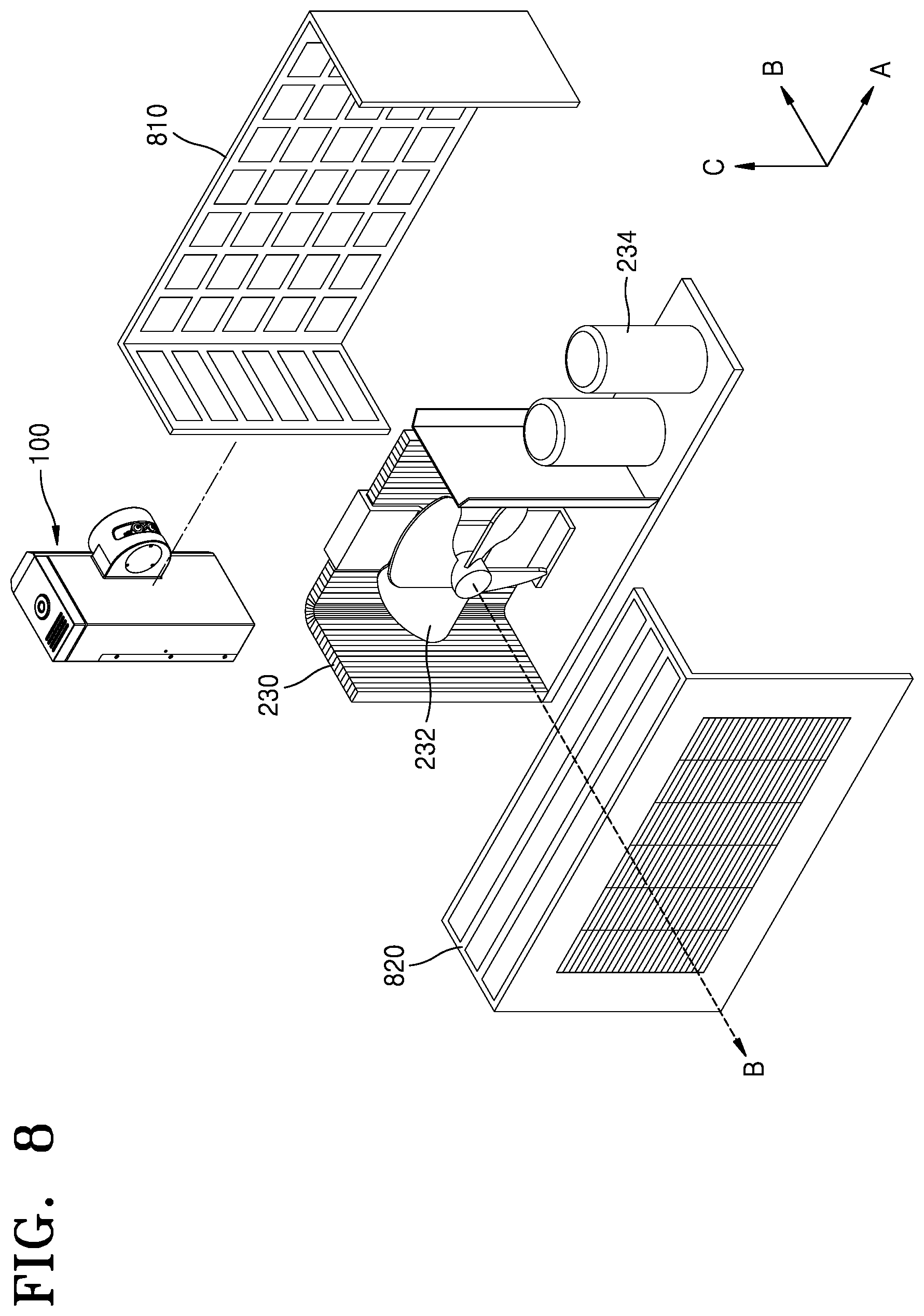 Patent US12339018 Figure 8 – Spraying device and method of controlling the same for improving thermal efficiency of air conditioner