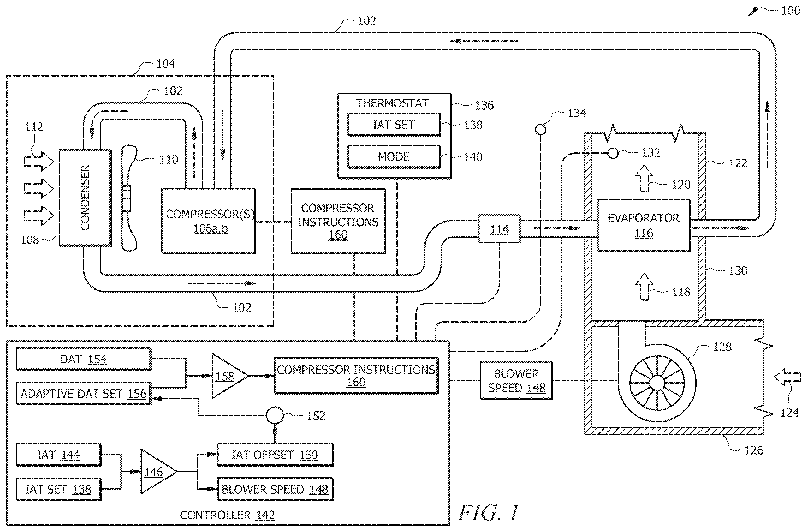 Patent US12339027 — HVAC system operated with adaptive discharge air temperature setpoint — Figure 1