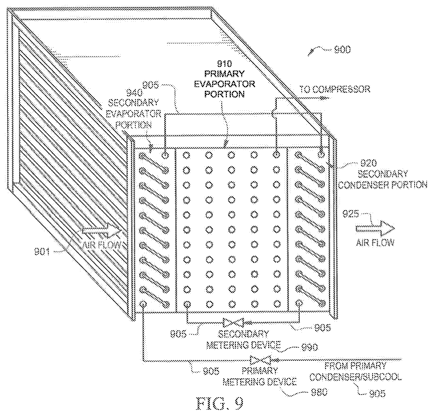 Patent US12339034 Figure 12 – Parallel evaporator coils for superheat control for a dehumidification system