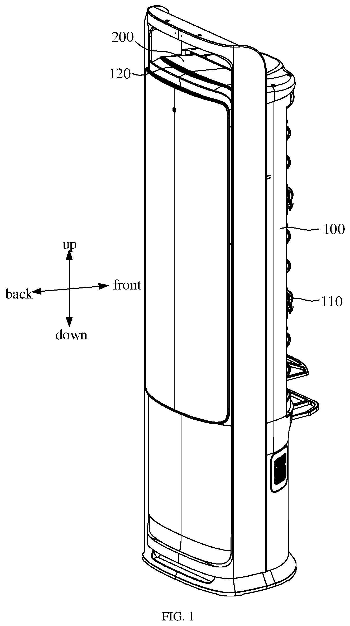 Patent US12339036 Figure 1 – Floor-standing air-conditioning indoor unit and air conditioner