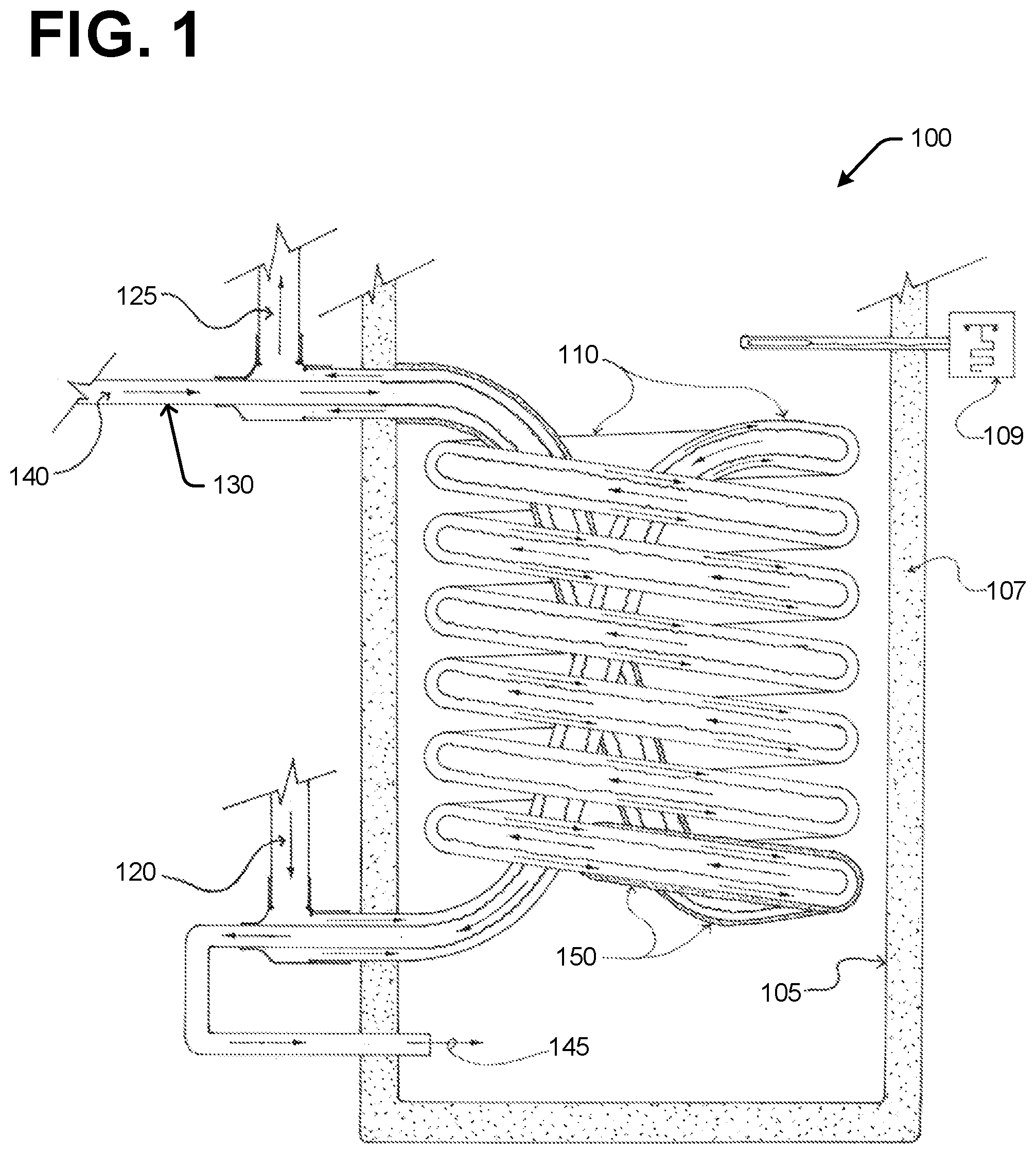 Patent US12339037 Figure 1 – Indirect water heater