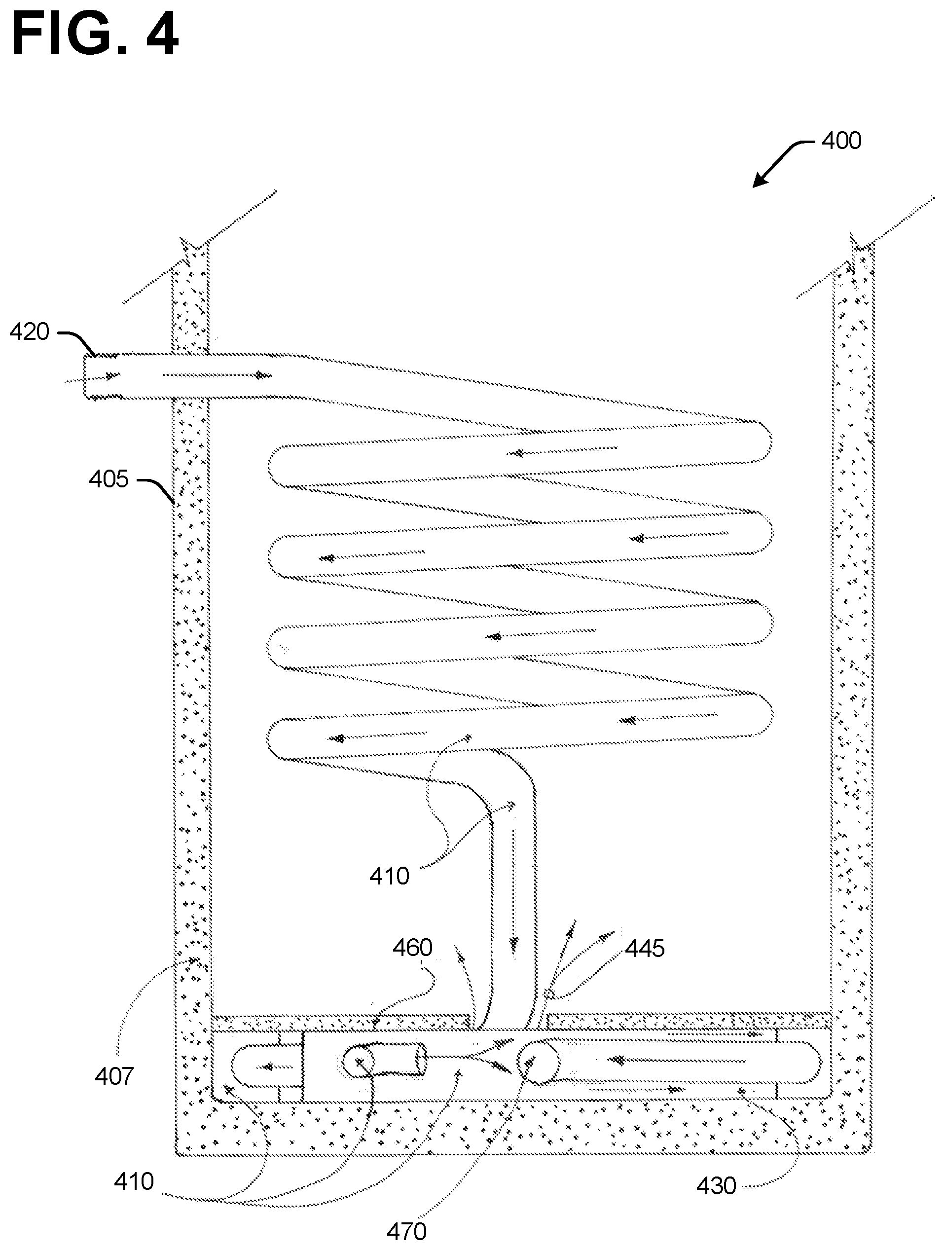 Patent US12339037 Figure 4 – Indirect water heater