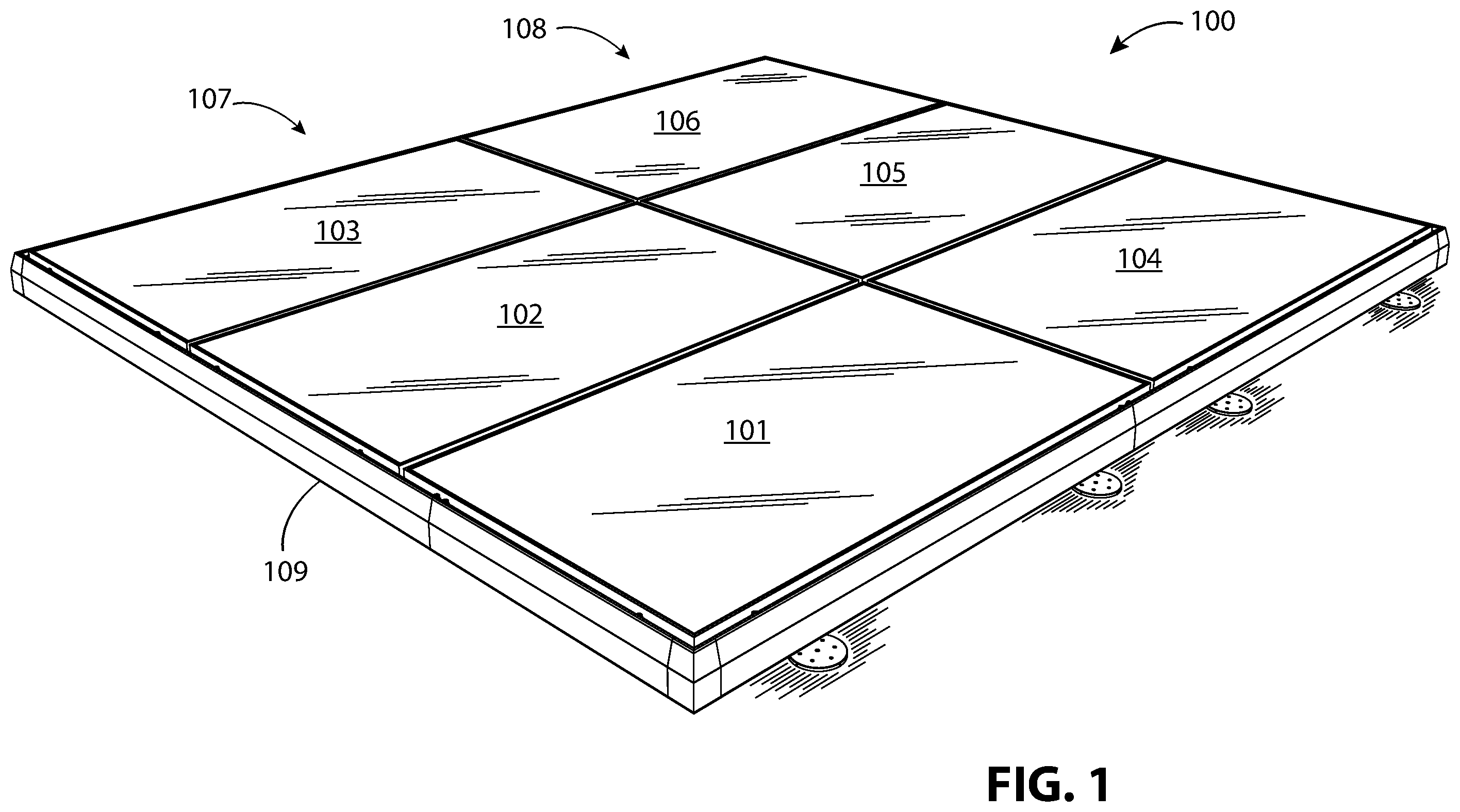 Patent US12339040 Figure 1 – Rail-less solar panel devices and system for roofs and the like and methods for mounting same