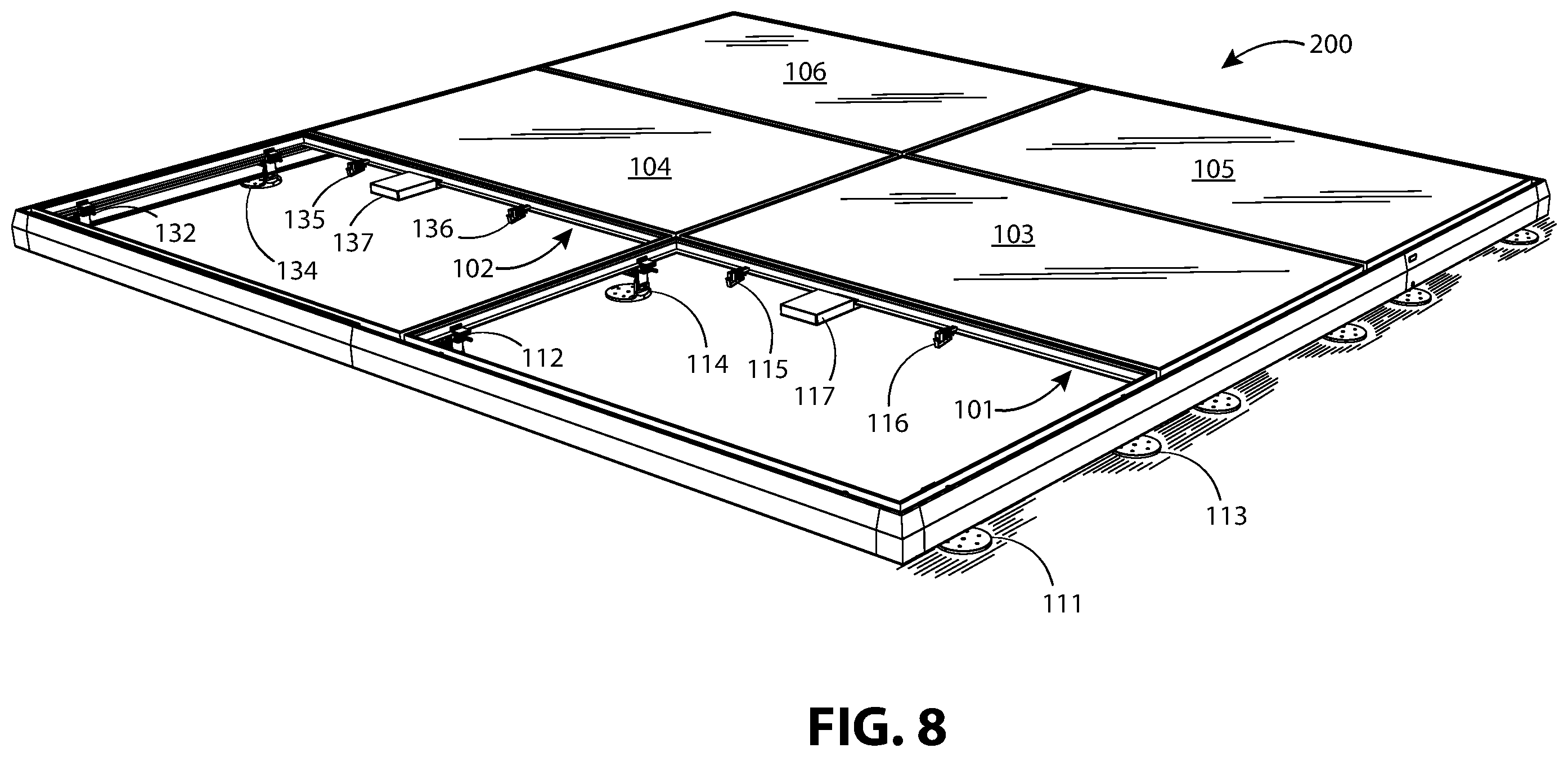 Patent US12339040 Figure 6 – Rail-less solar panel devices and system for roofs and the like and methods for mounting same