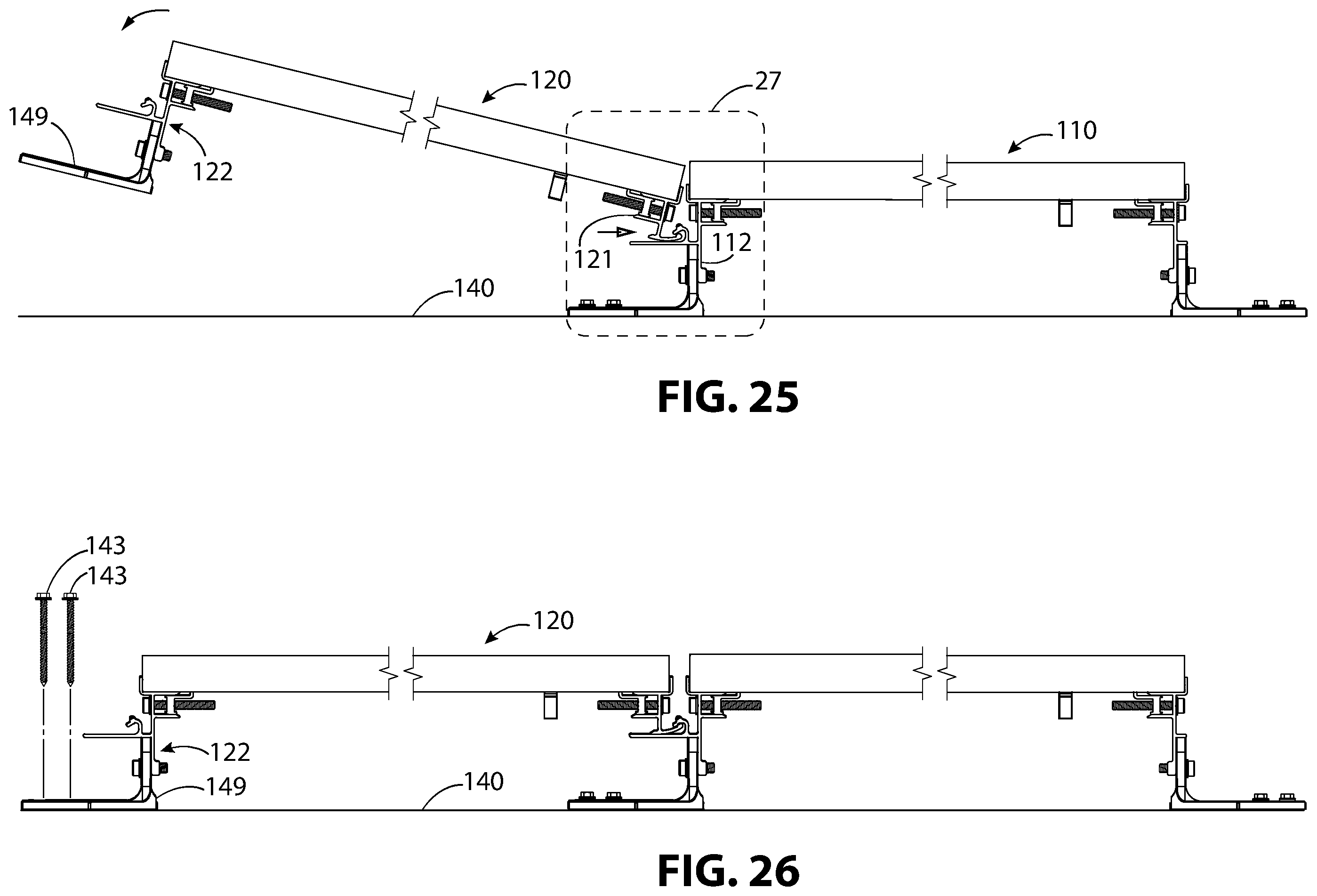 Patent US12339040 Figure 19 – Rail-less solar panel devices and system for roofs and the like and methods for mounting same