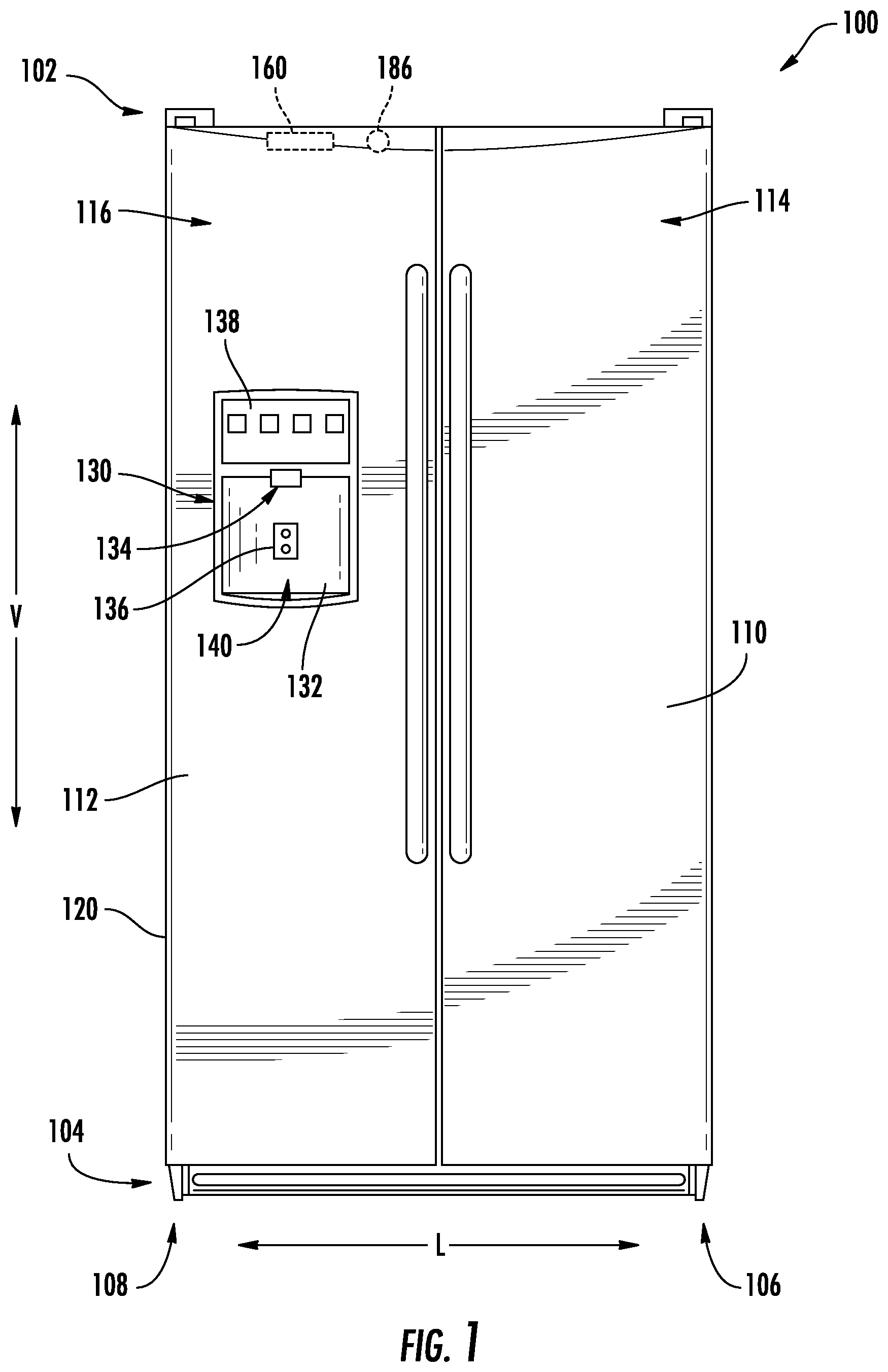 Patent US12339060 Figure 1 – Refrigerator appliances and image-based methods of detecting a door position