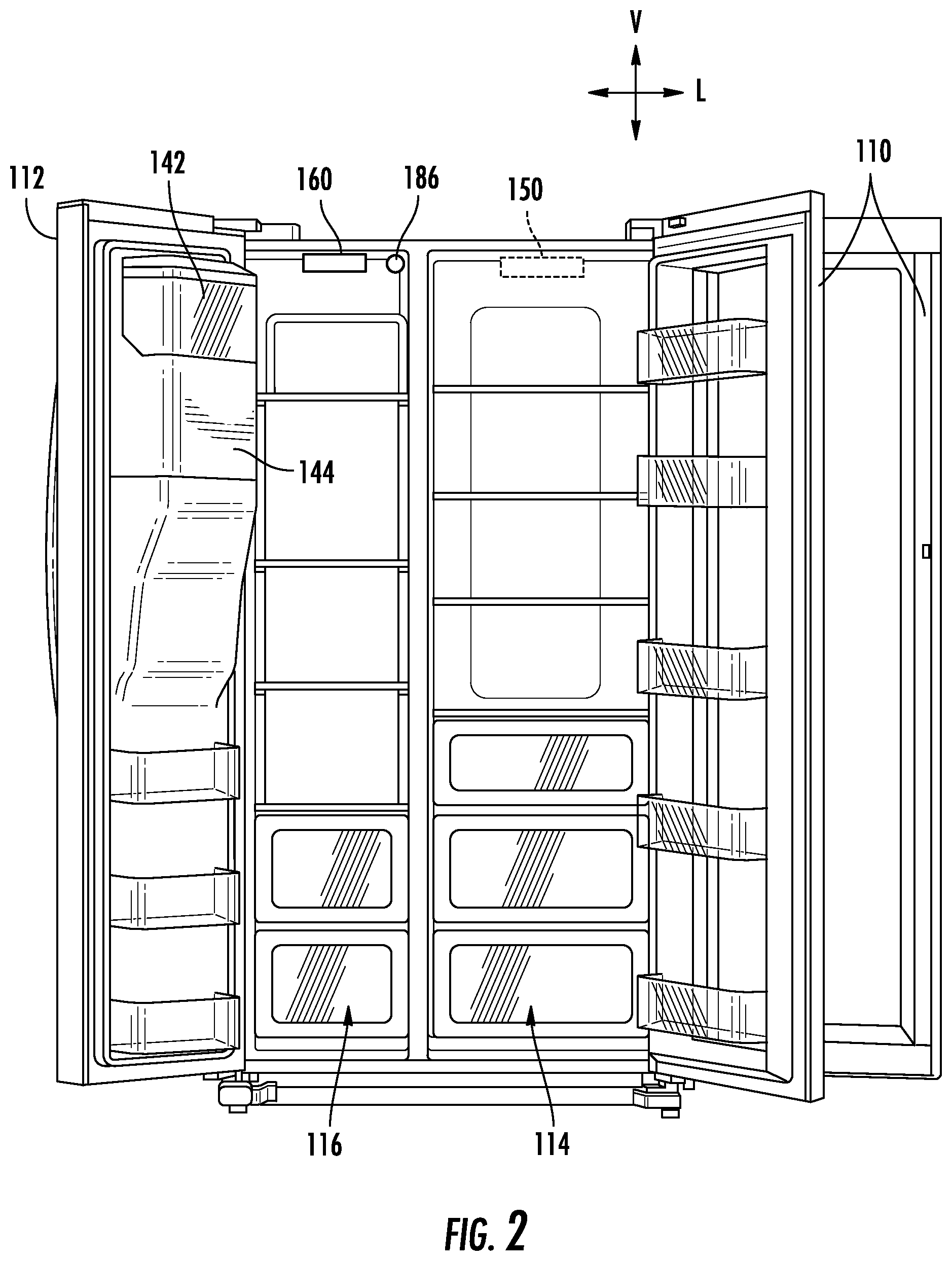 Patent US12339060 Figure 2 – Refrigerator appliances and image-based methods of detecting a door position