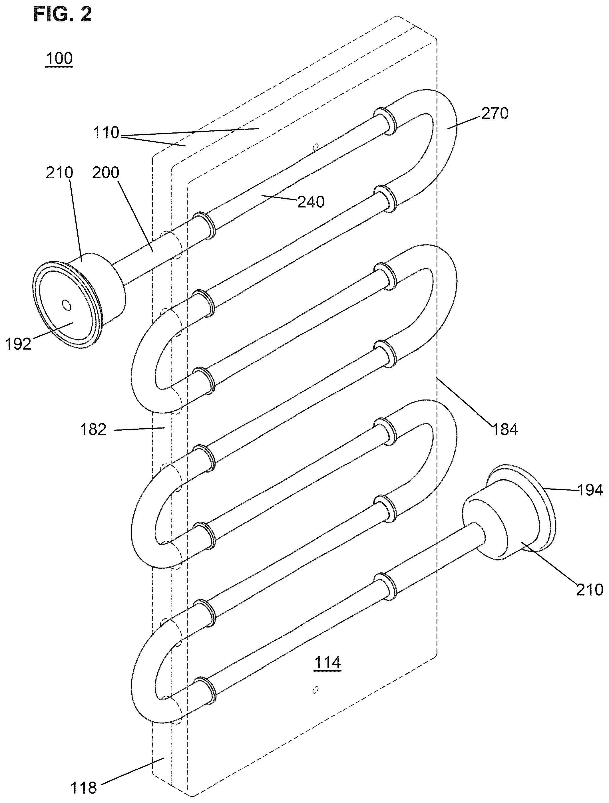 Patent US12339074 Figure 2 – Heat exchanger tubing assembly and conductive casing