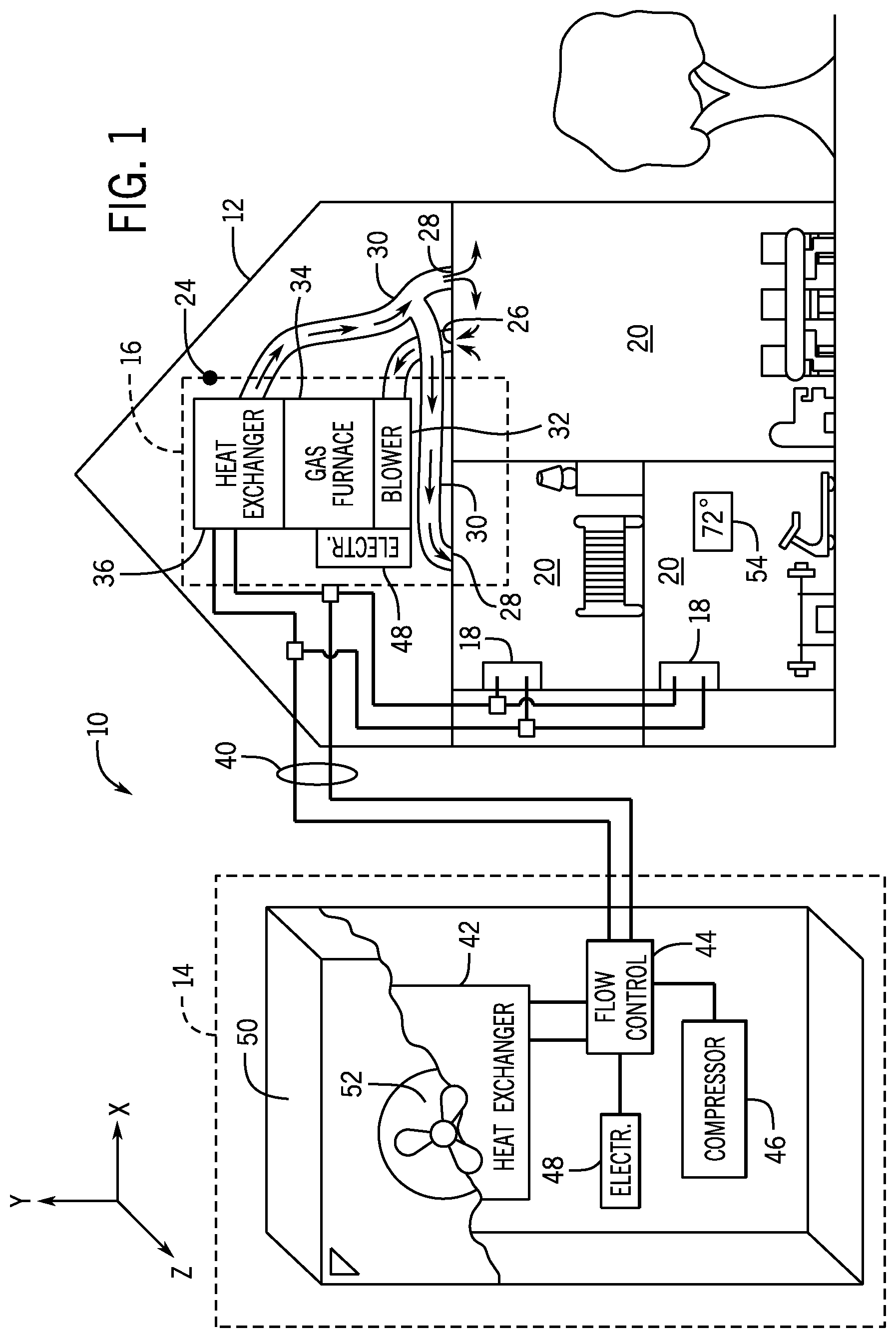 Patent US12339076 Figure 1 – Heat exchanger assembly and method for HVAC system