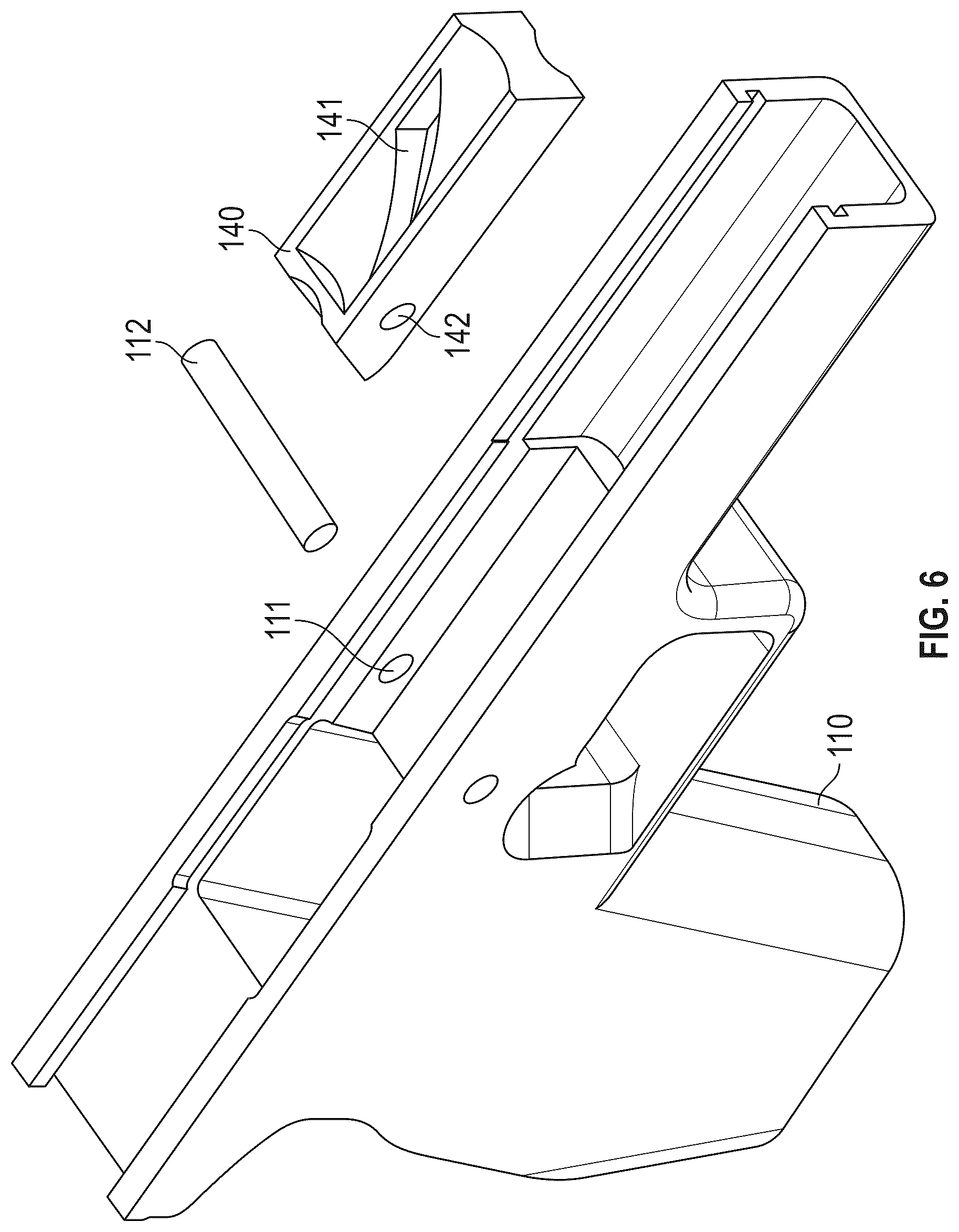 Patent US12339086 Figure 6 – Hydraulic dampened high mass rotary barrel recoil system for handgun