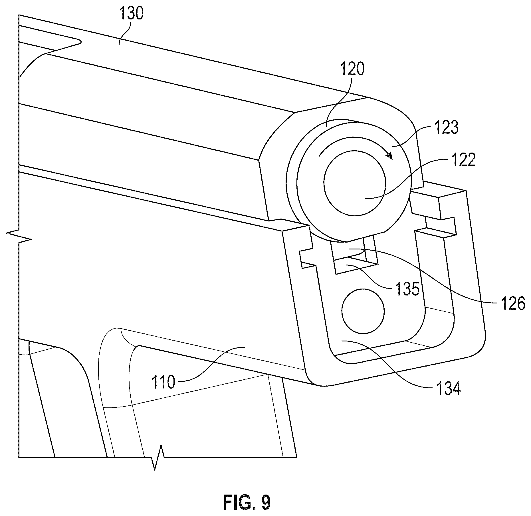 Patent US12339086 Figure 9 – Hydraulic dampened high mass rotary barrel recoil system for handgun