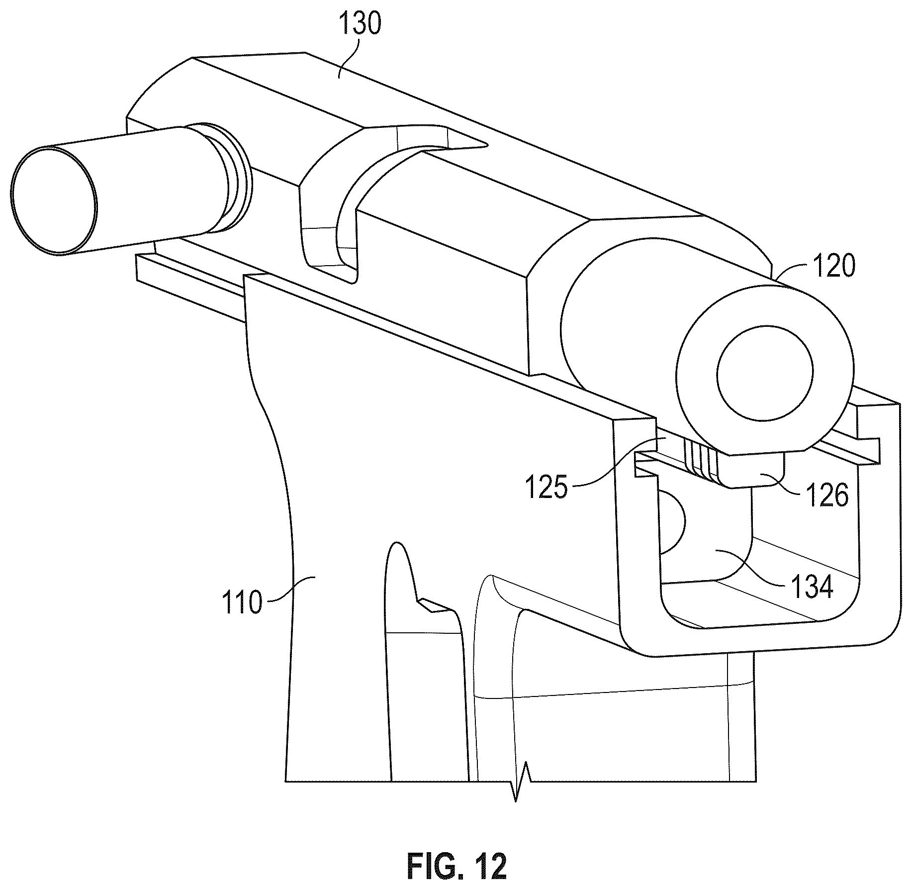 Patent US12339086 Figure 12 – Hydraulic dampened high mass rotary barrel recoil system for handgun
