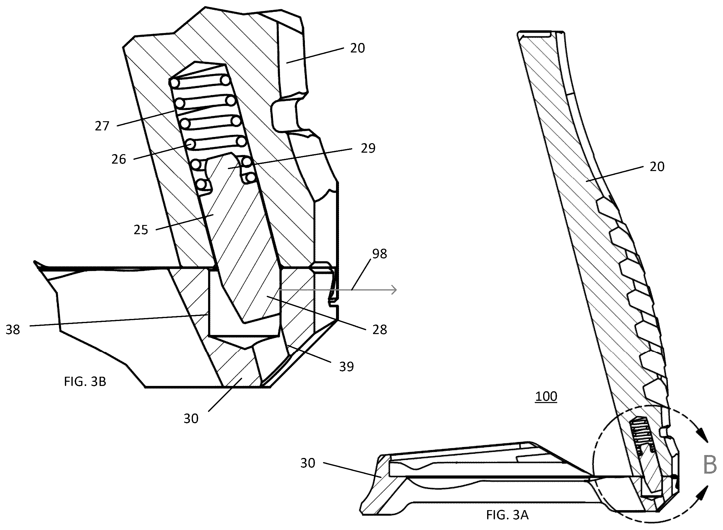 Patent US12339094 Figure 3 – Attaching a grip attachment or other attachment in a recoil environment at threadless region(s)