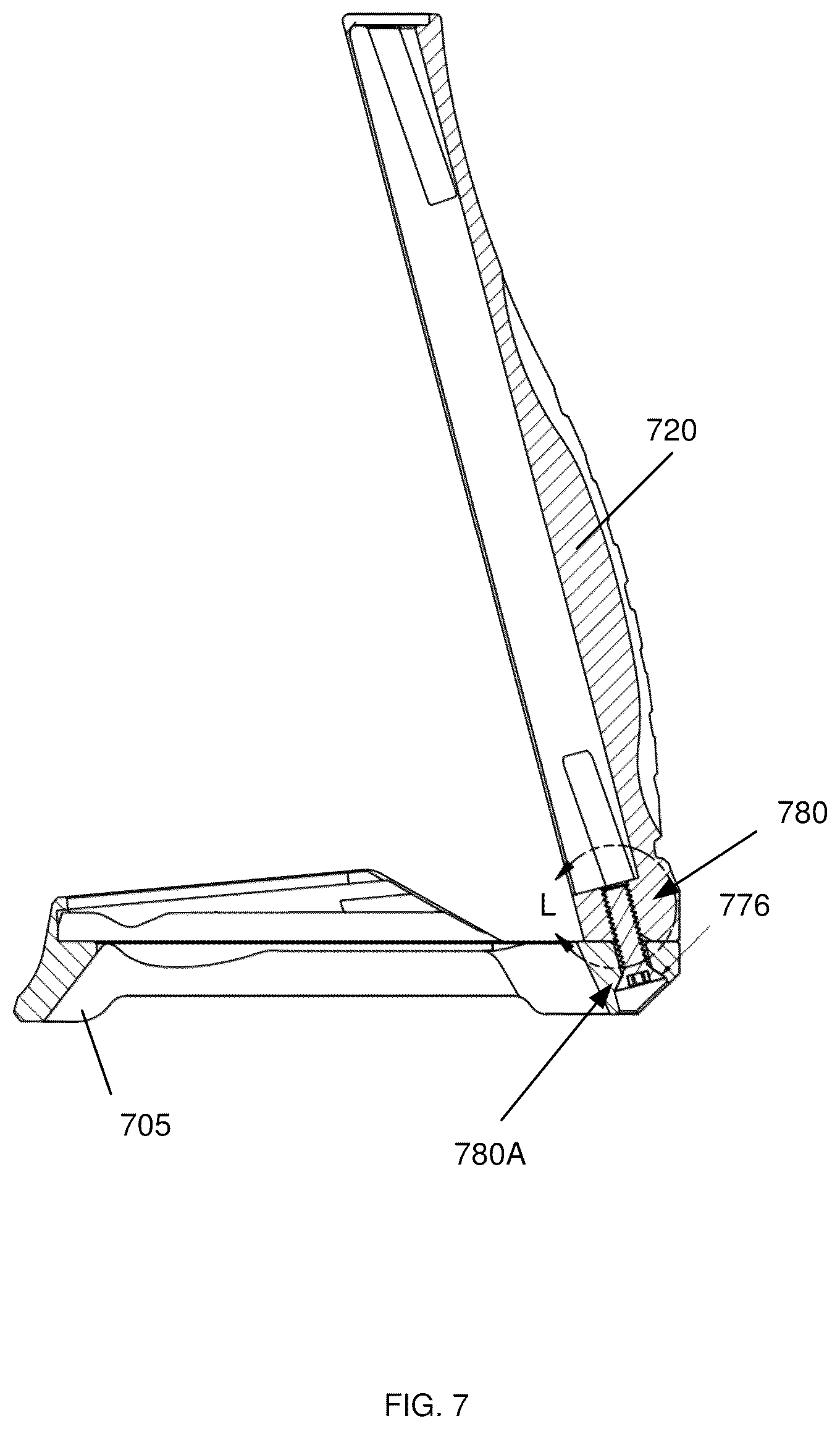 Patent US12339094 Figure 7 – Attaching a grip attachment or other attachment in a recoil environment at threadless region(s)