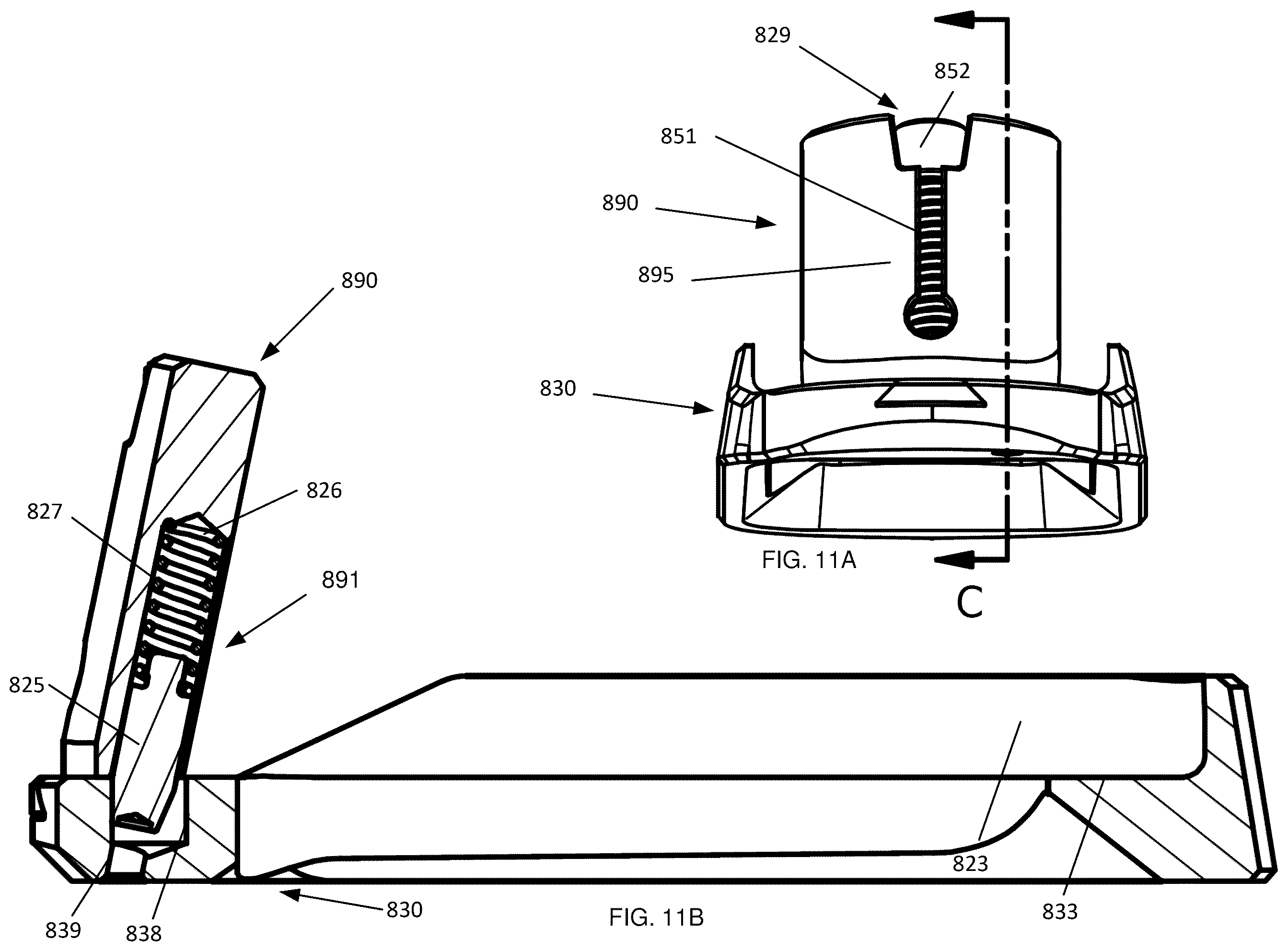 Patent US12339094 Figure 12 – Attaching a grip attachment or other attachment in a recoil environment at threadless region(s)