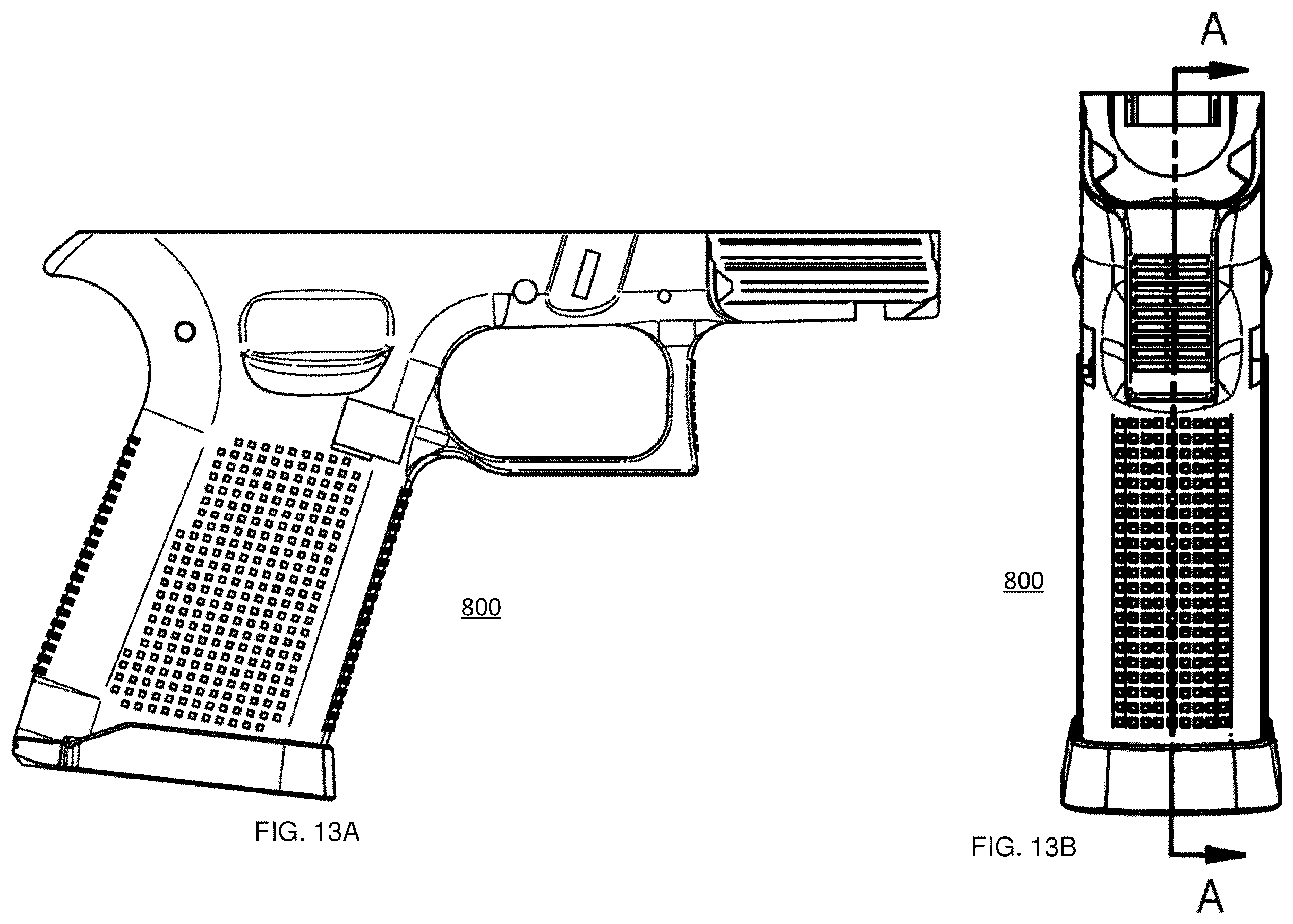 Patent US12339094 Figure 14 – Attaching a grip attachment or other attachment in a recoil environment at threadless region(s)