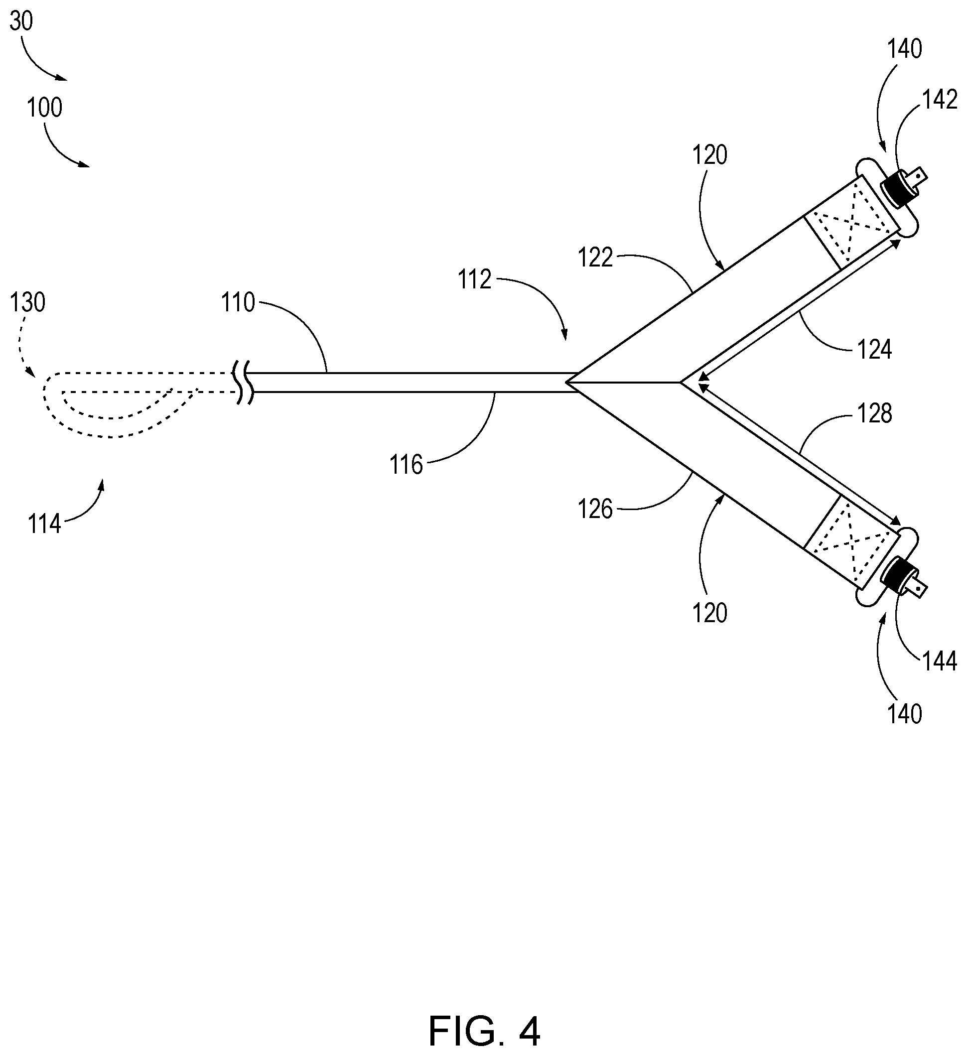 Patent US12339095 Figure 4 – Sling-attached squeeze bags, slings for sling- attached squeeze bags, shoulder-fired projectile weapons that utilize sling-attached squeeze bags, and related methods