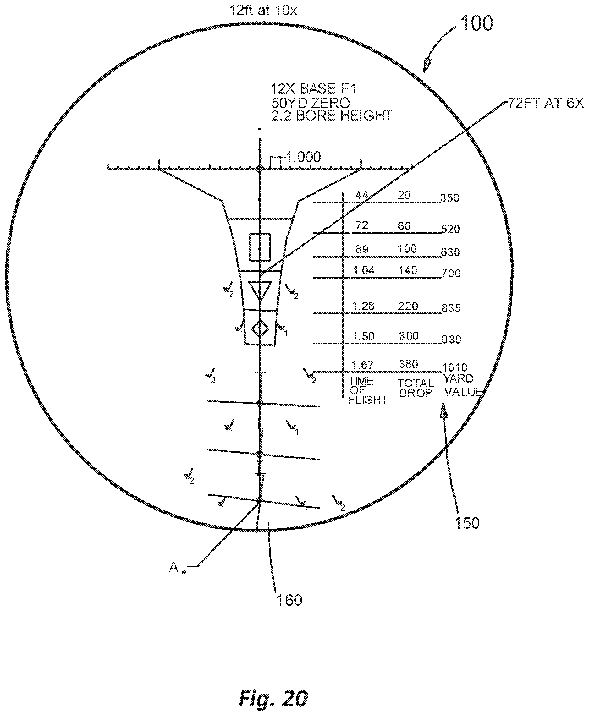 Patent US12339099 Figure 16 – Point blank delta scope reticle