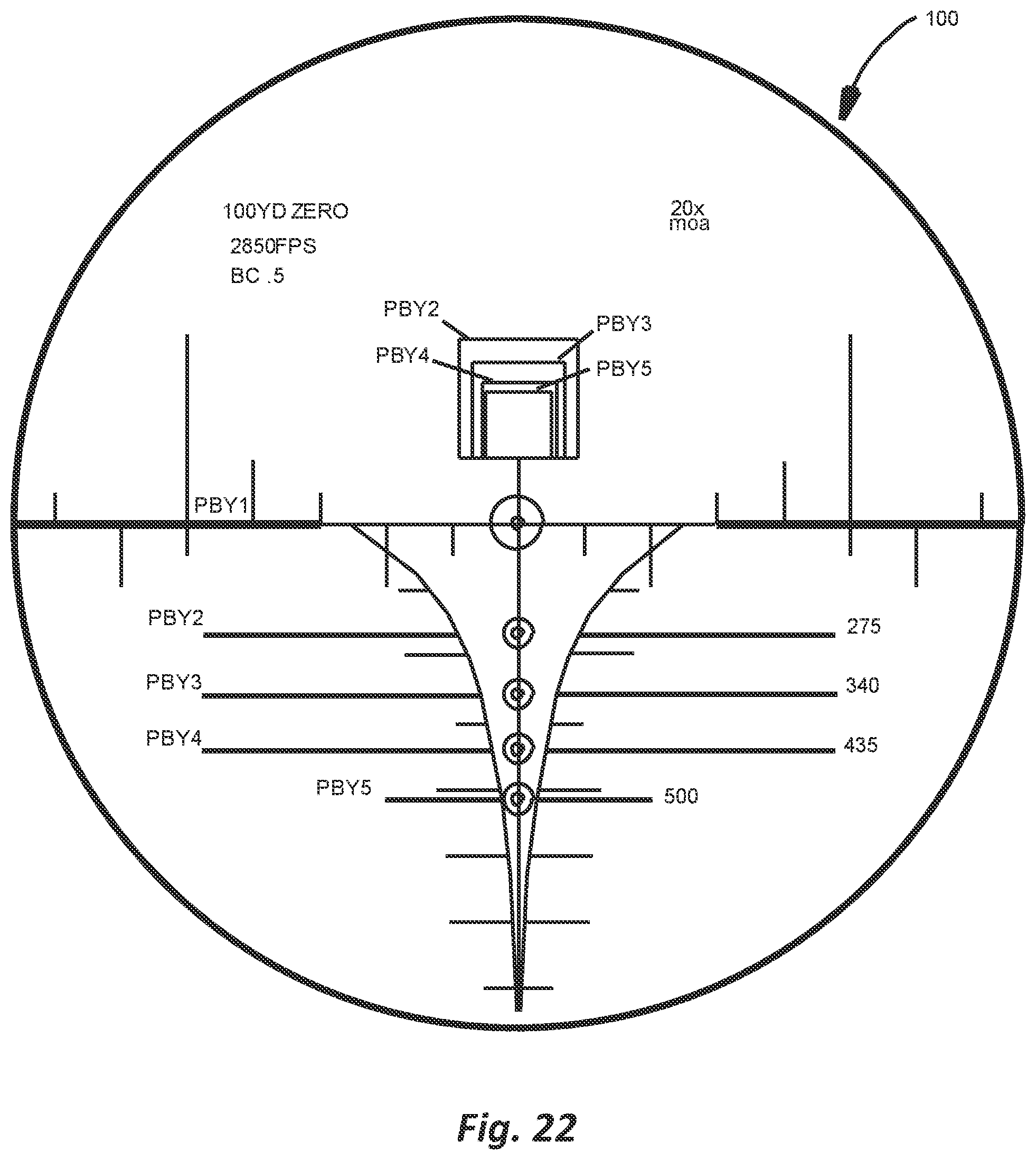 Patent US12339099 Figure 18 – Point blank delta scope reticle