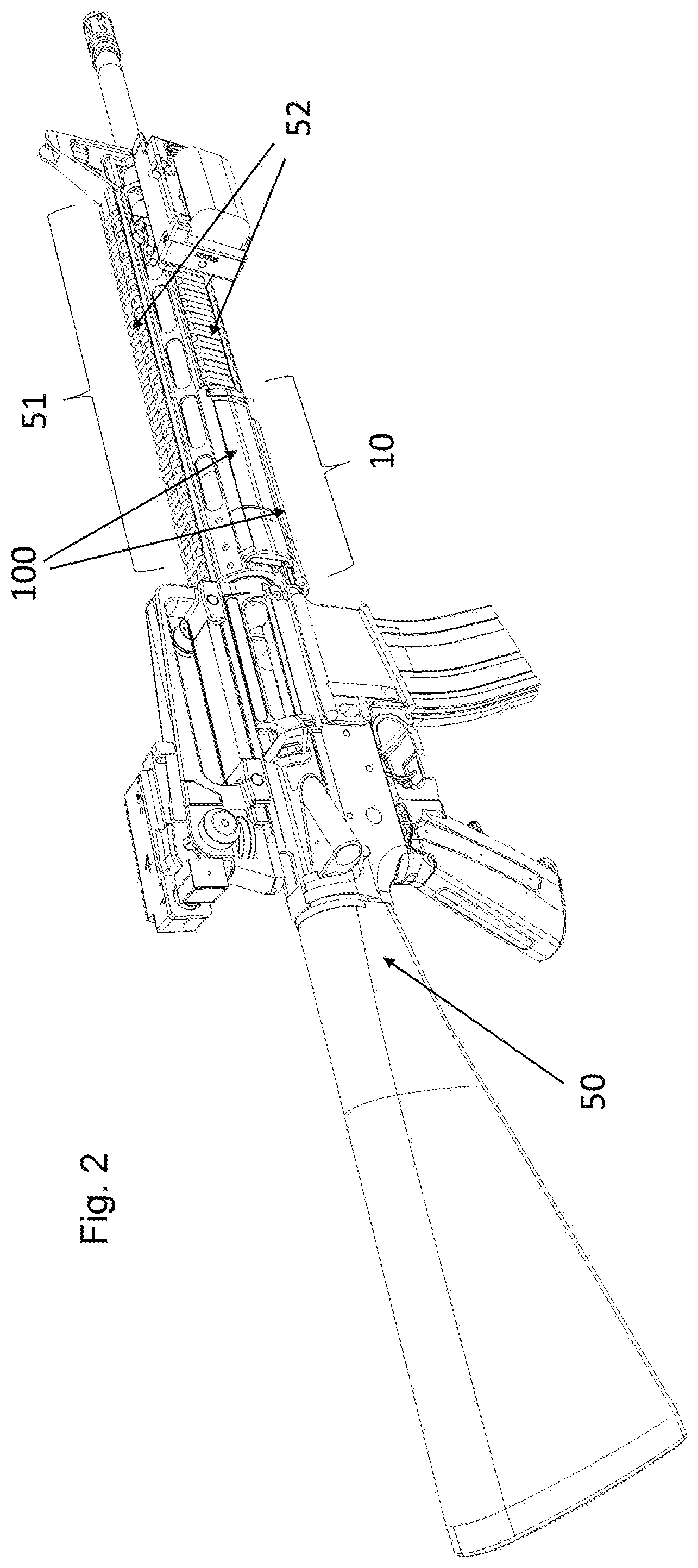 Patent US12339101 Figure 2 – Device to capture pressure data from a weapon's foregrip during live fire