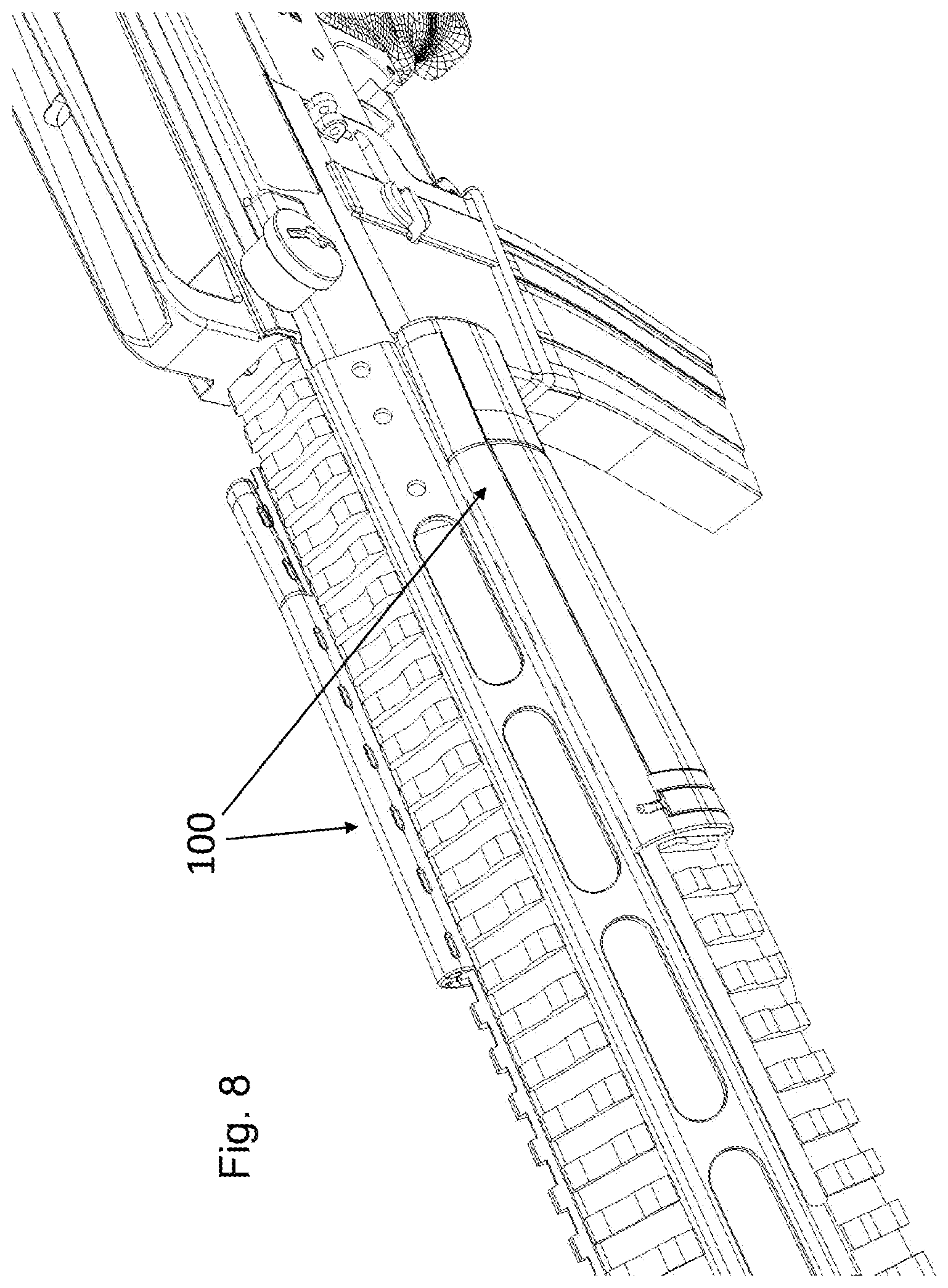 Patent US12339101 Figure 8 – Device to capture pressure data from a weapon's foregrip during live fire