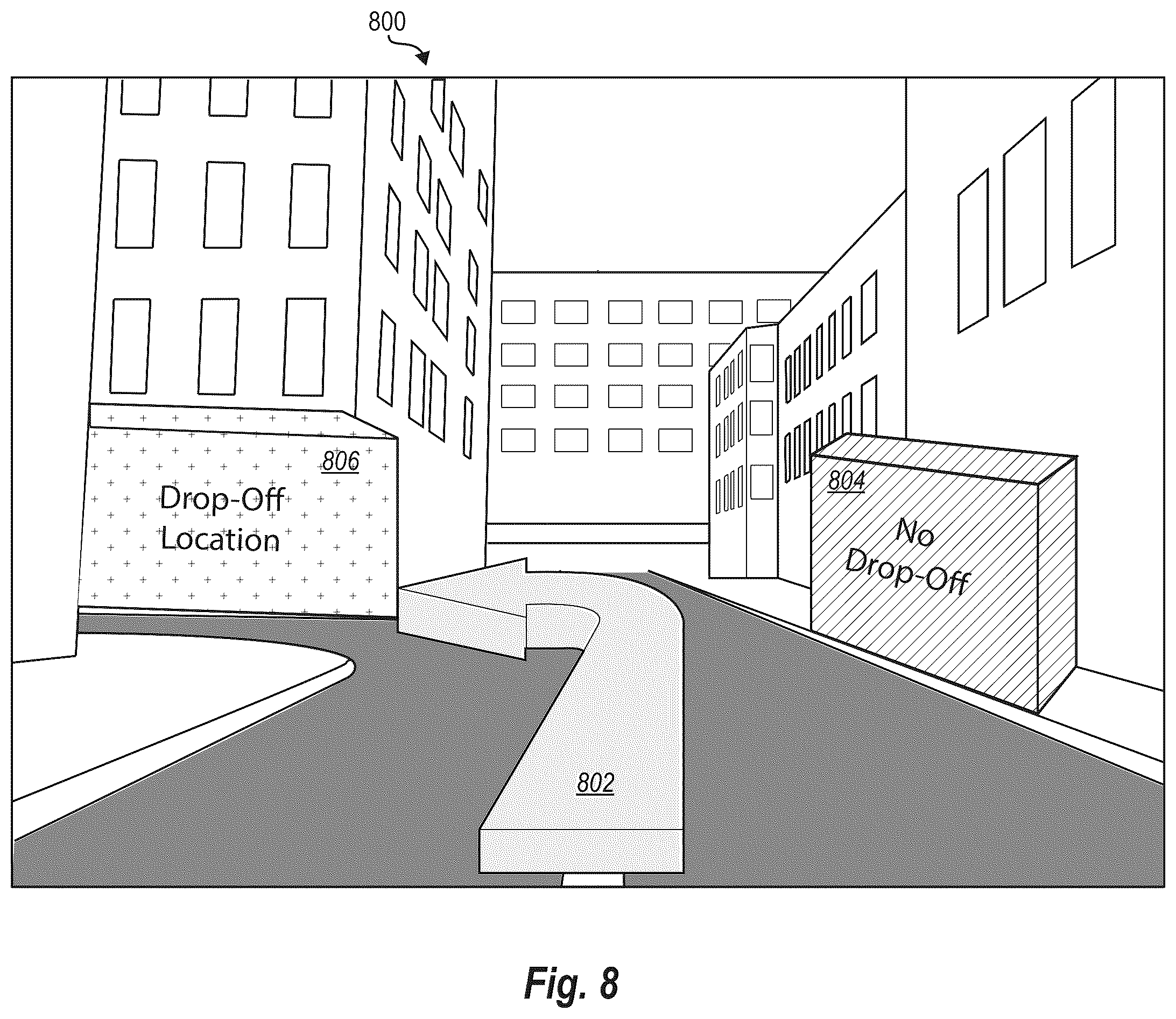 Patent US12339134 Figure 8 – Providing information to users of a transportation system using augmented reality elements