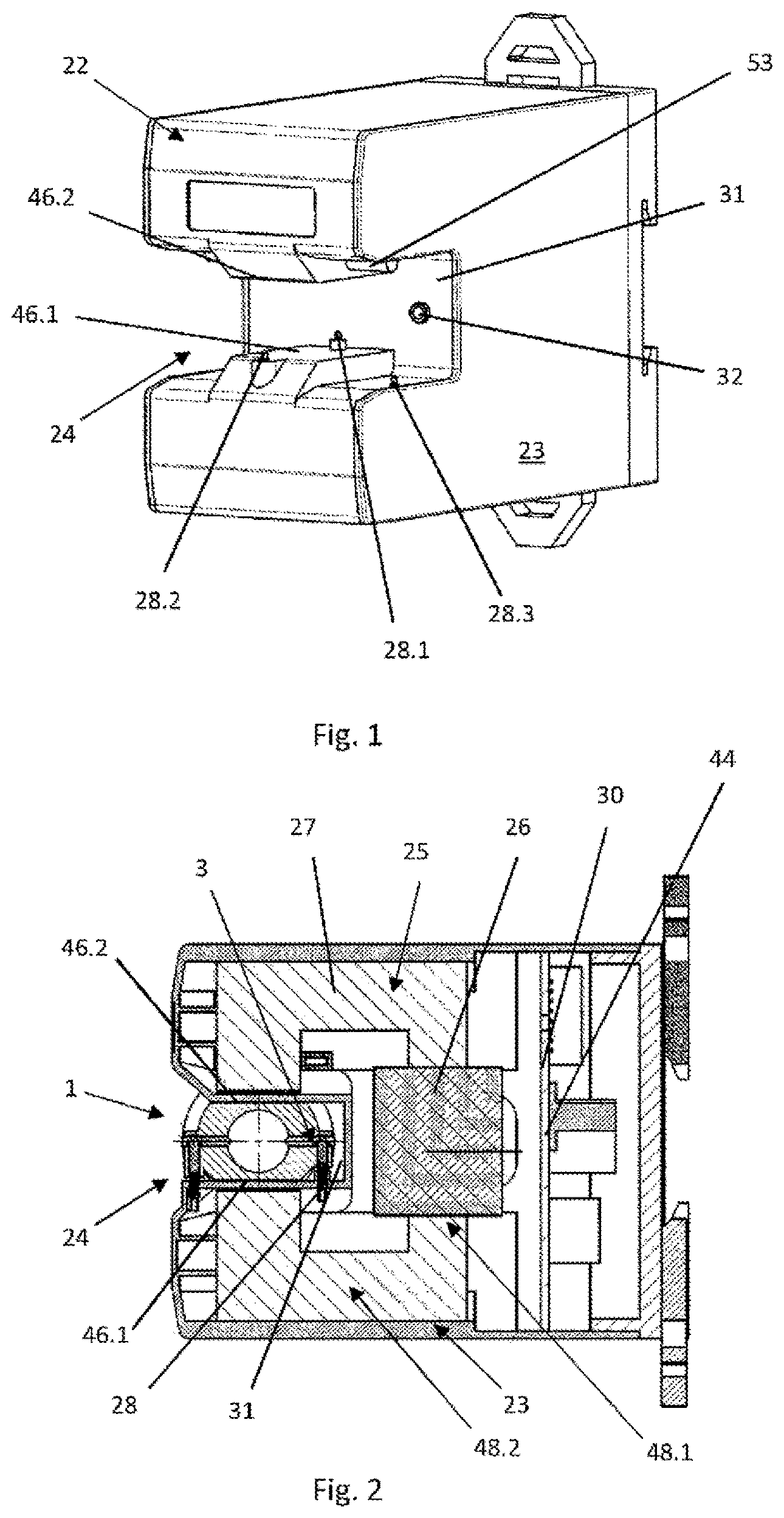 Patent US12339146 Figure 1 – Measuring tube, receiving unit, and magnetic-inductive flow meter