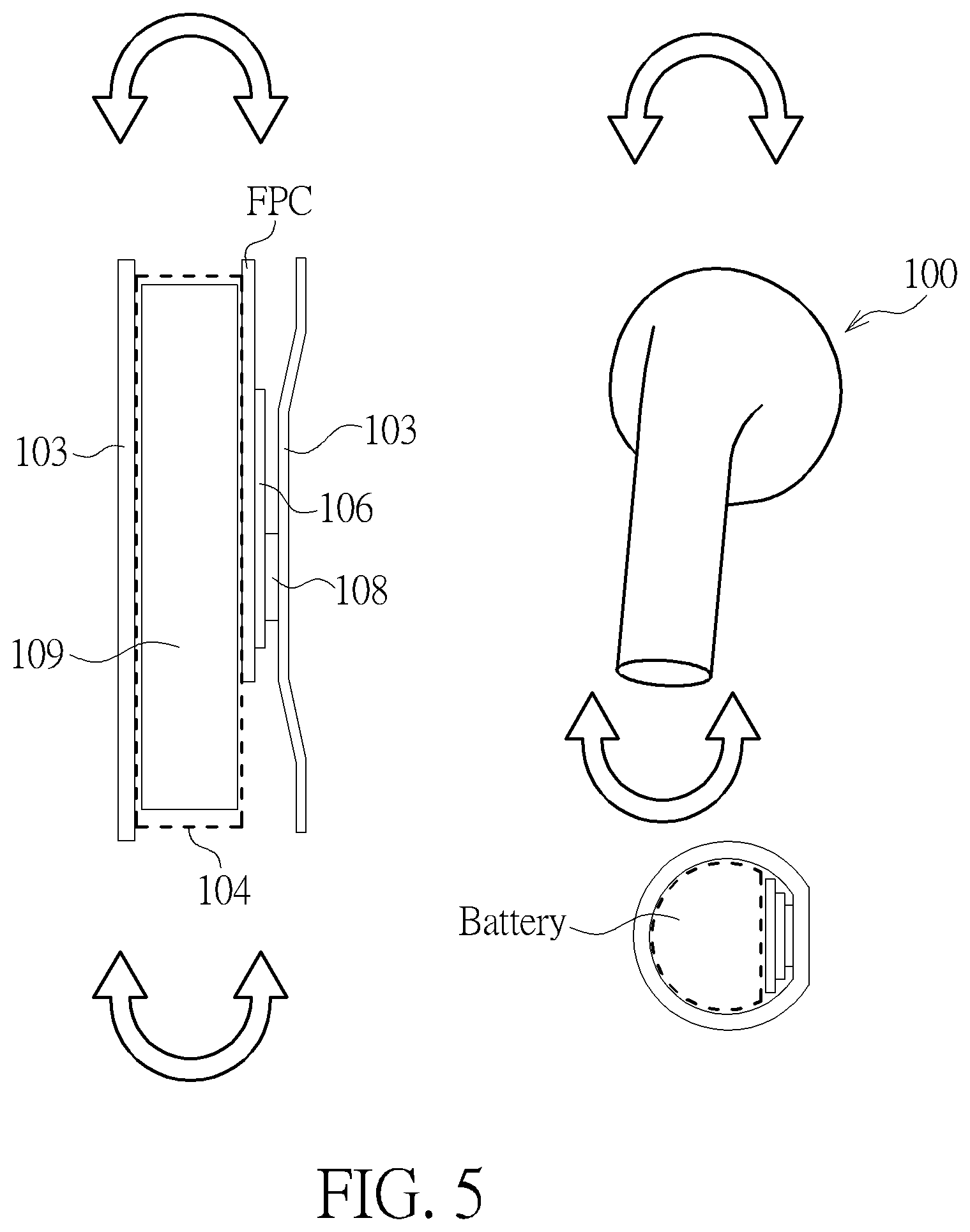 Patent US12339178 Figure 5 – Mechanism for assembling force sensor patch into earphone device